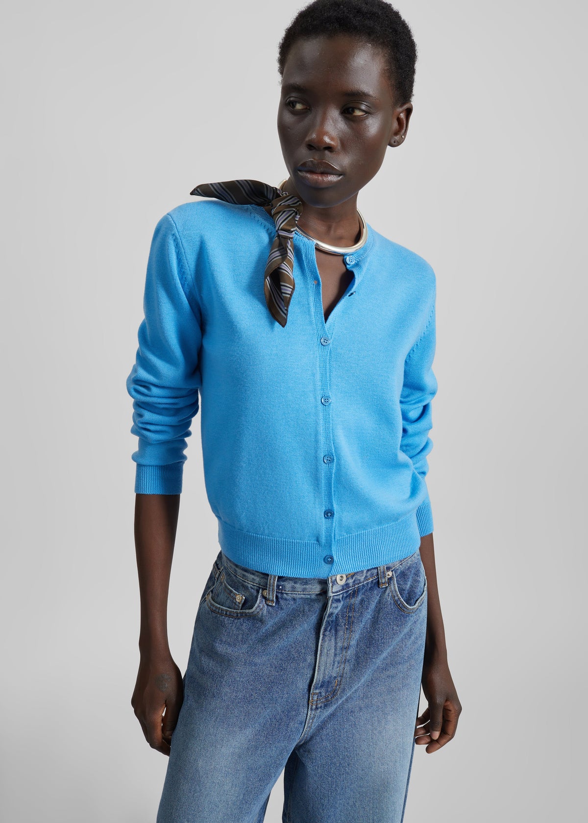 Nomi Thin Knit Cardigan - Blue