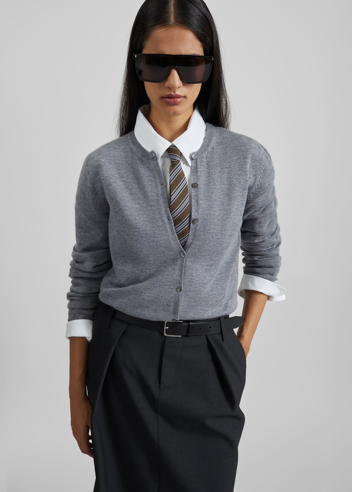 Nomi Thin Knit Cardigan - Grey