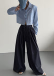 Noor Wide Pants - Navy Pinstripe