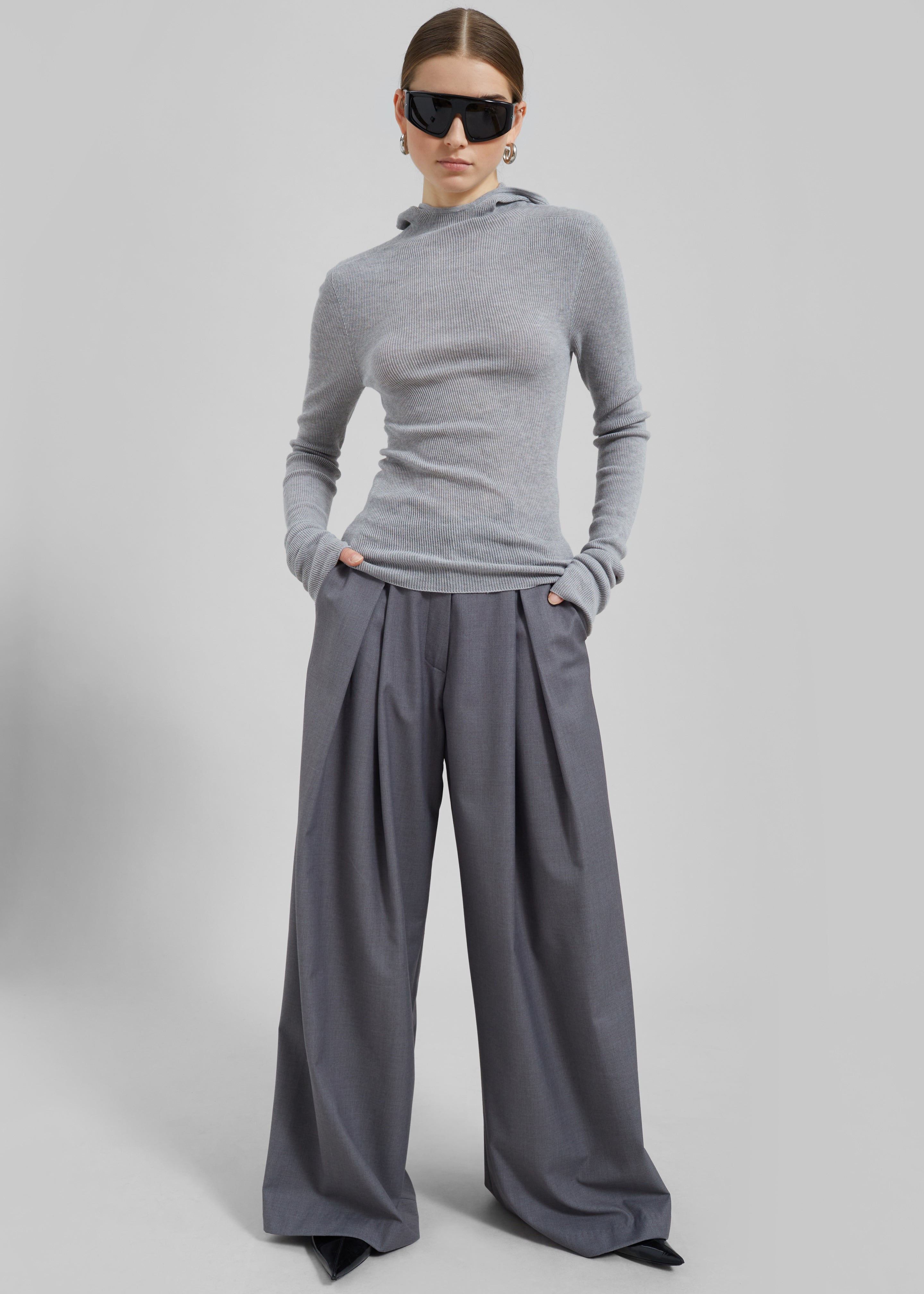 Noor Wide Pants - Grey - 5