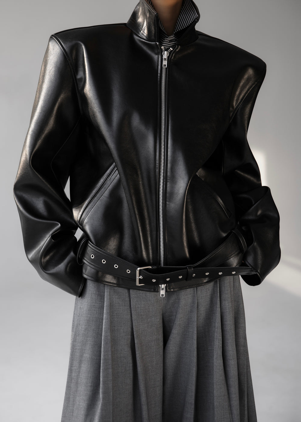 Norbury Faux Leather Jacket - Black - 1