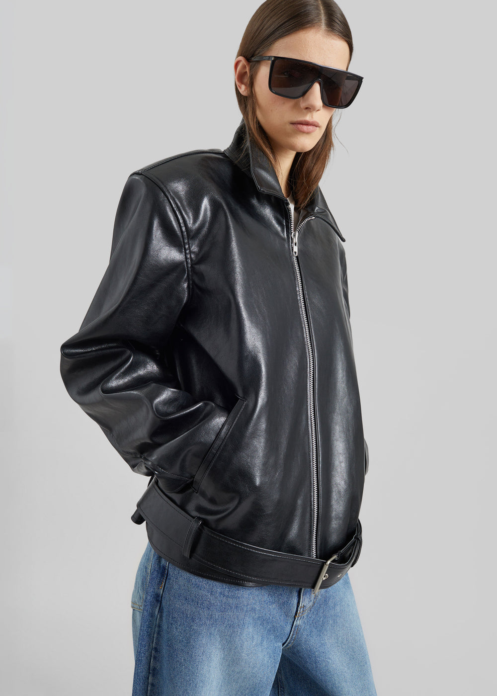 Norbury Faux Leather Jacket - Black - 1