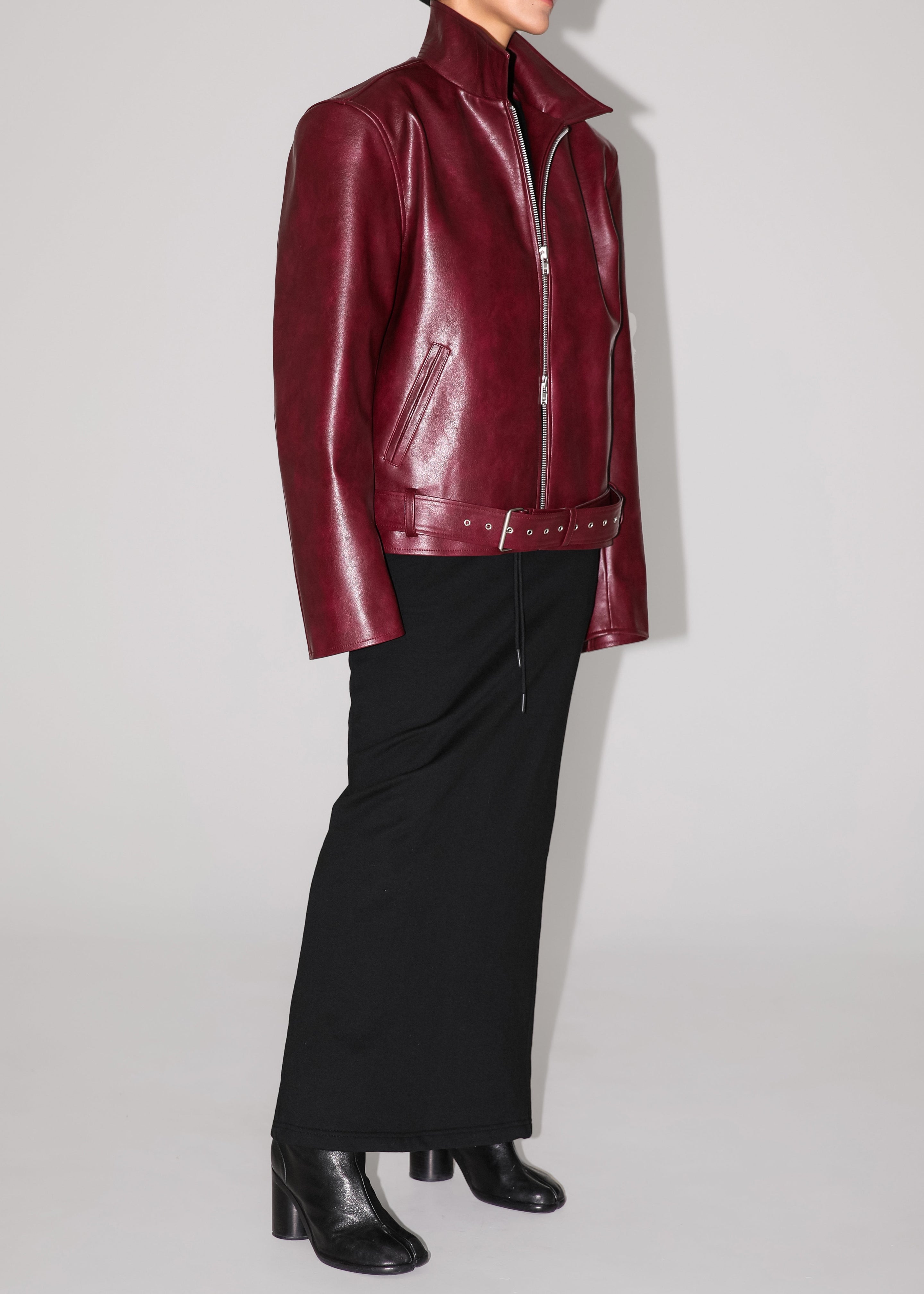 Norbury Faux Leather Jacket - Burgundy - 9