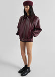 Norbury Faux Leather Jacket - Burgundy