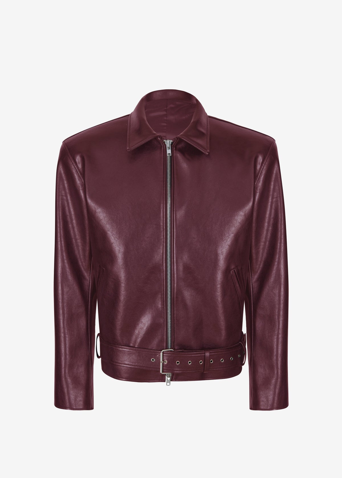 Norbury Faux Leather Jacket - Burgundy - 15