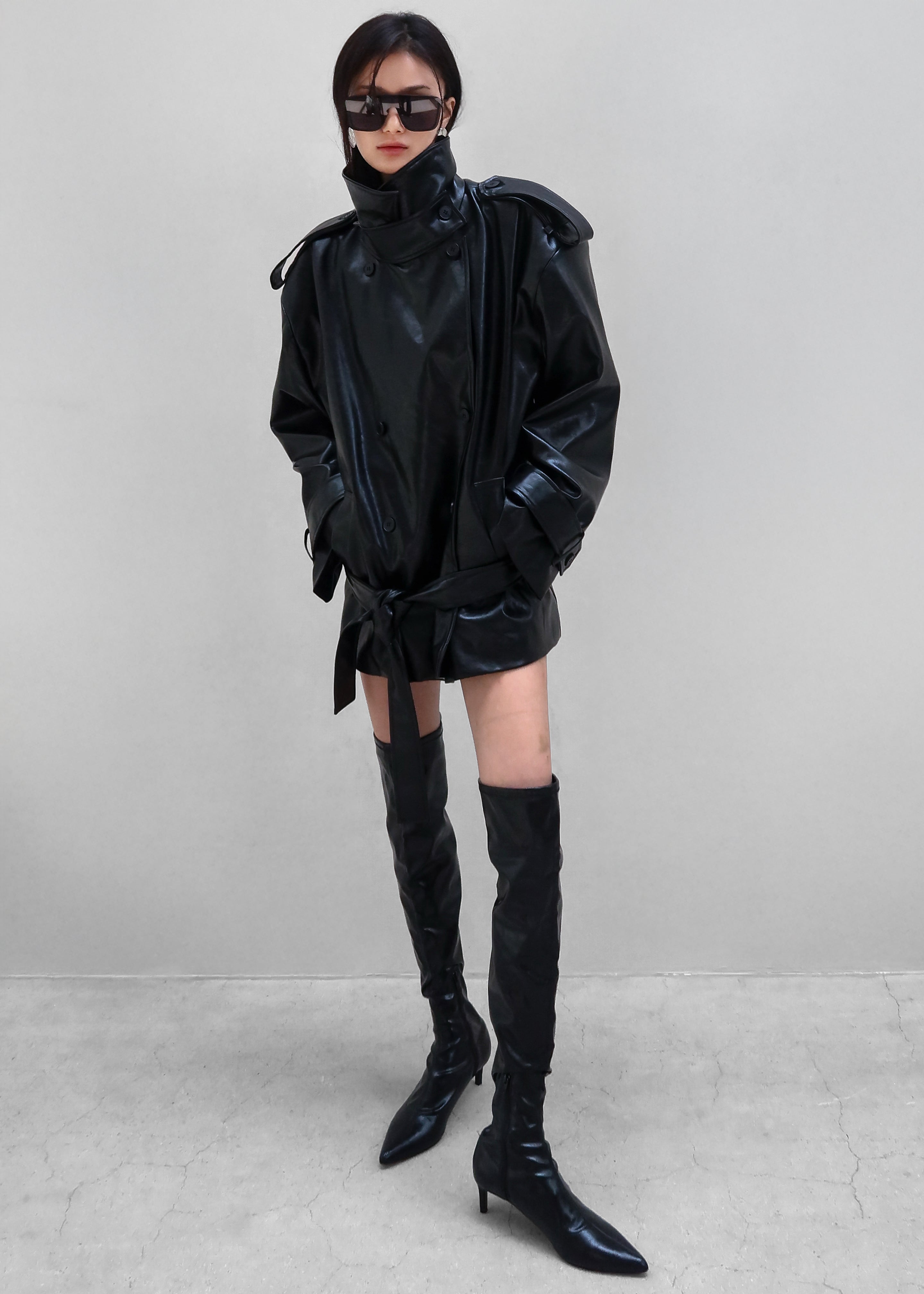 Nordana Faux Leather Short Trench - Black – The Frankie Shop Europe