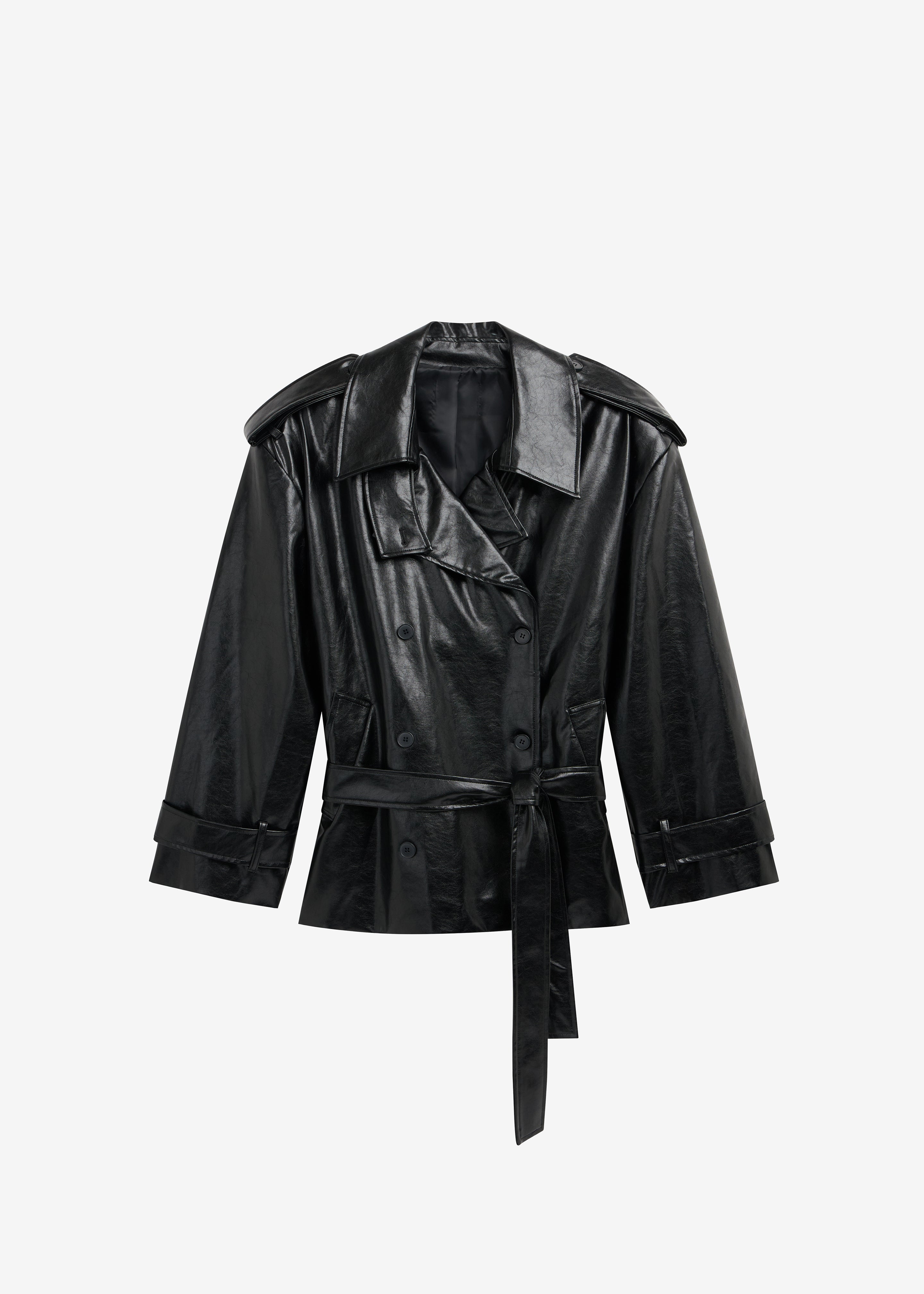 Nordana Faux Leather Short Trench - Black – The Frankie Shop Europe