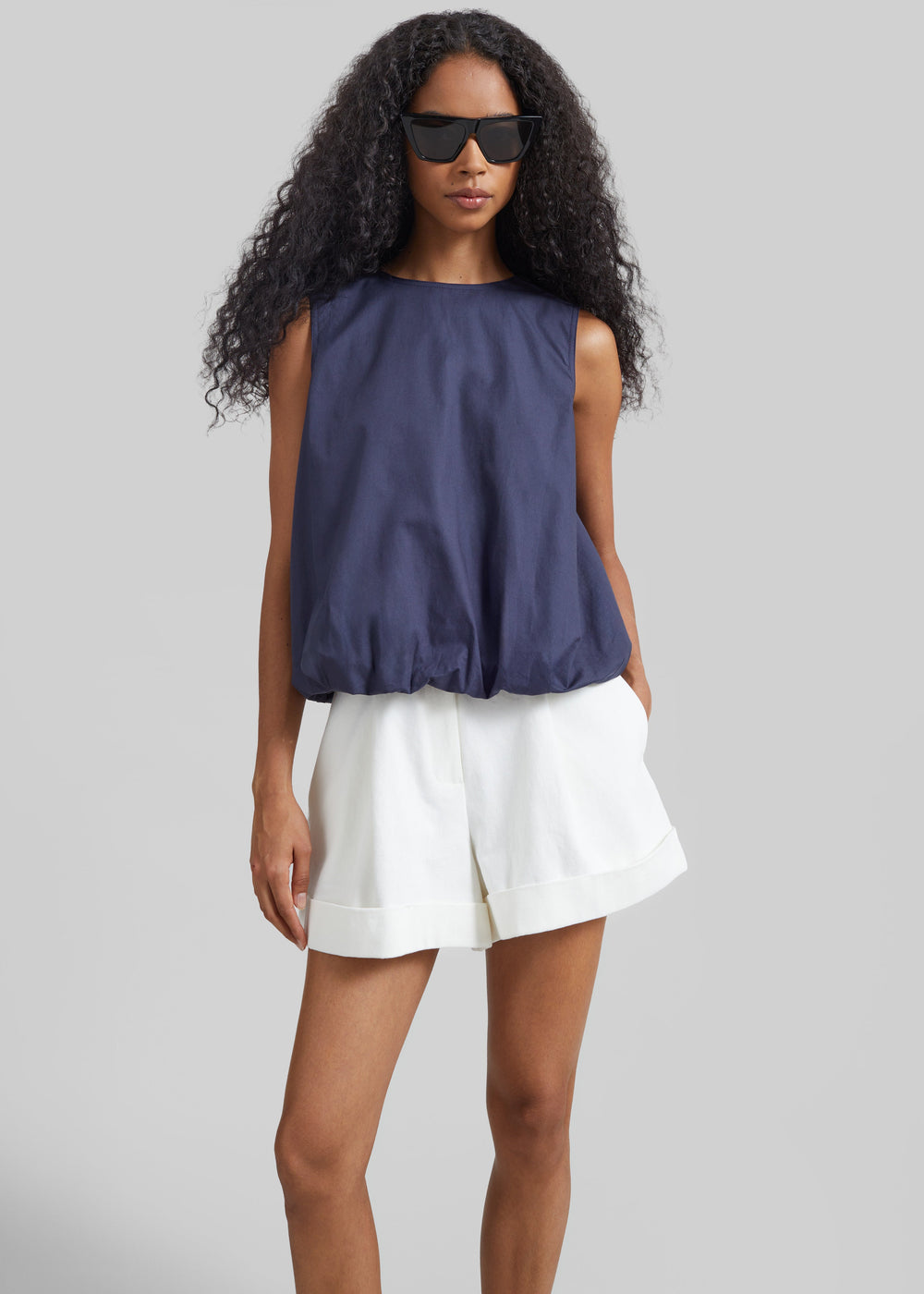Norea Sleeveless Balloon Top - Navy - 1