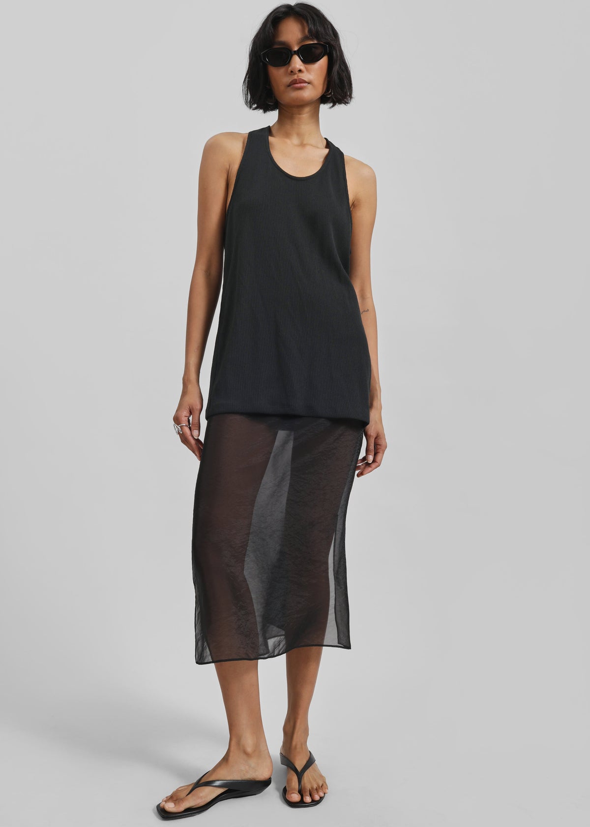 Nox Ribbed Tank Top - Black - 5
