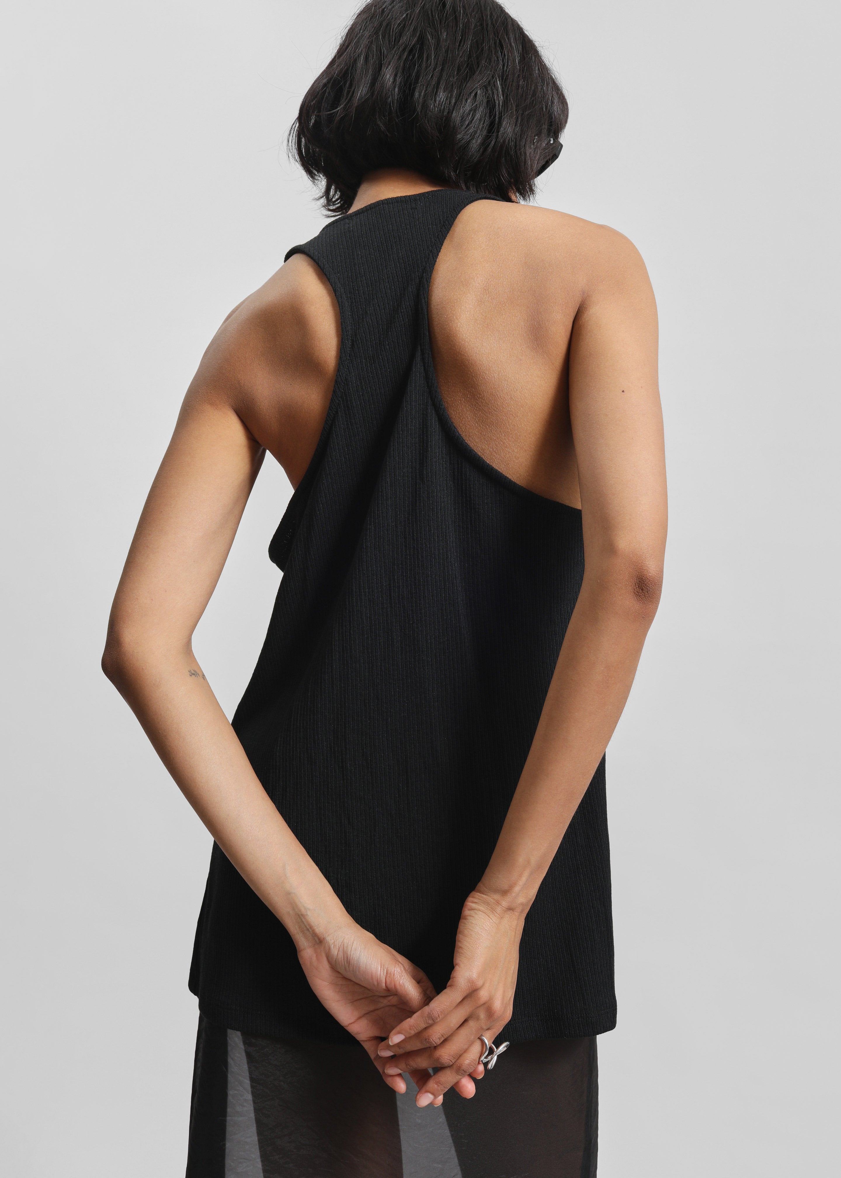 Nox Ribbed Tank Top - Black - 1