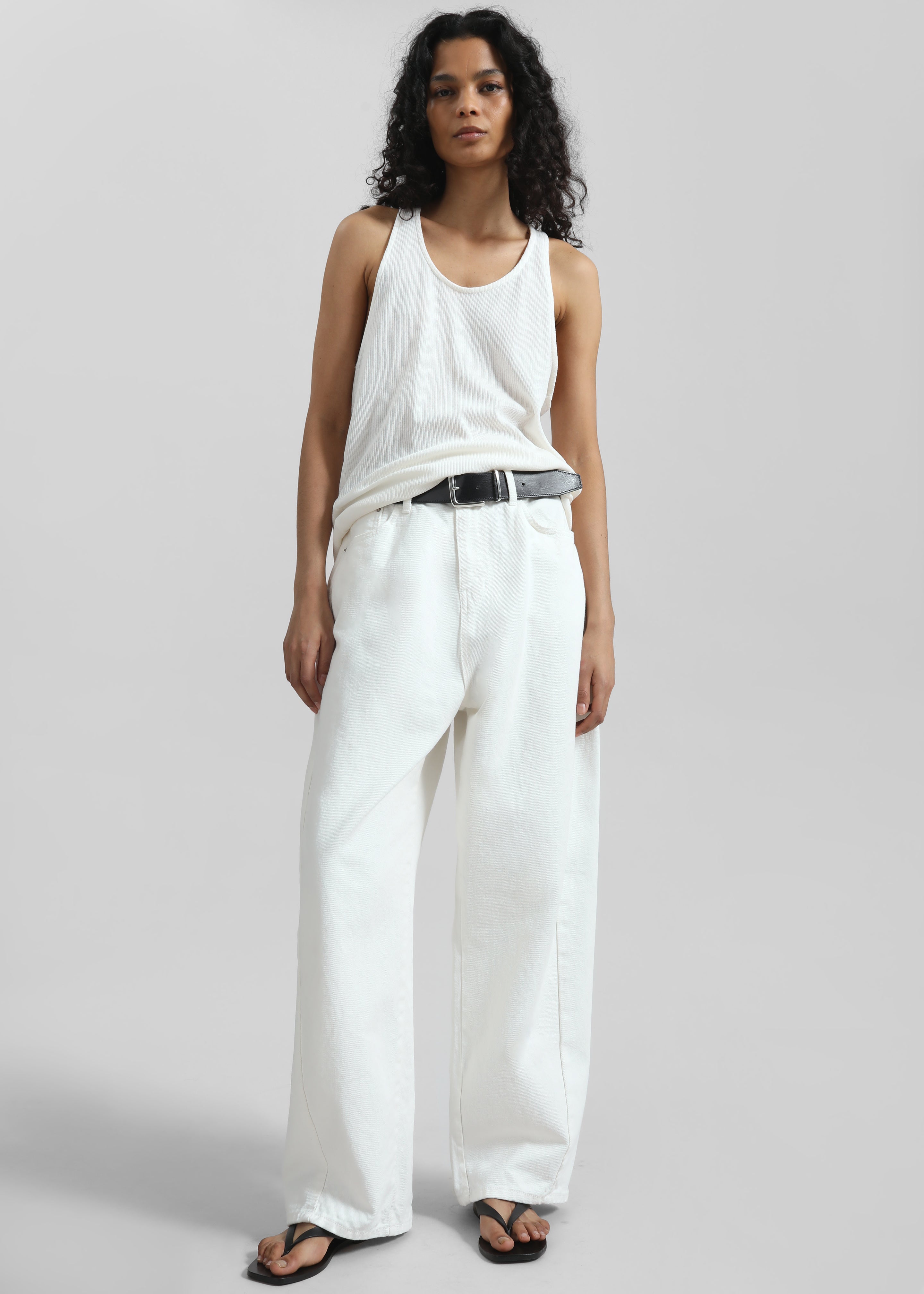 Nox Ribbed Tank Top - White - 2