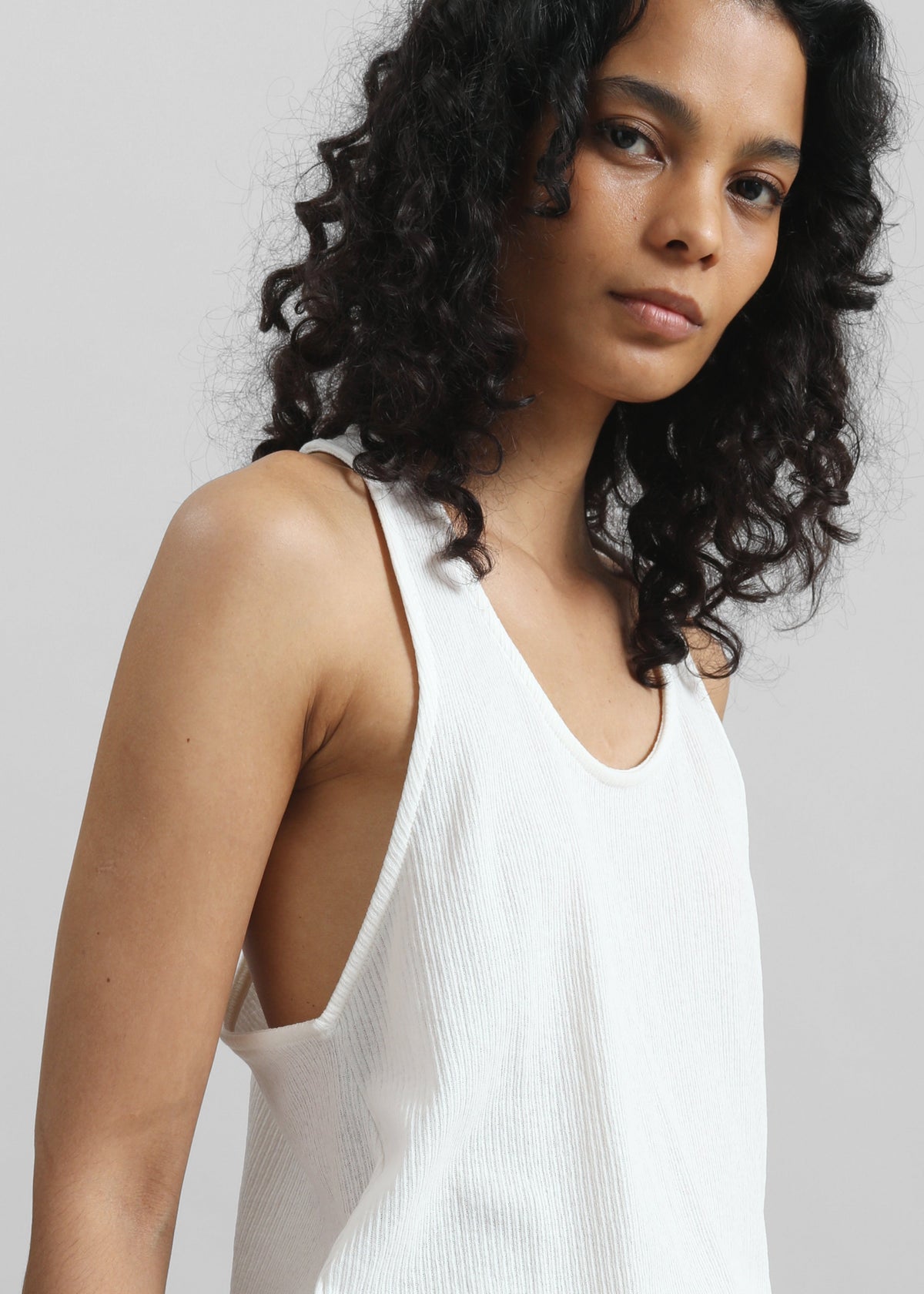 Nox Ribbed Tank Top - White - 3
