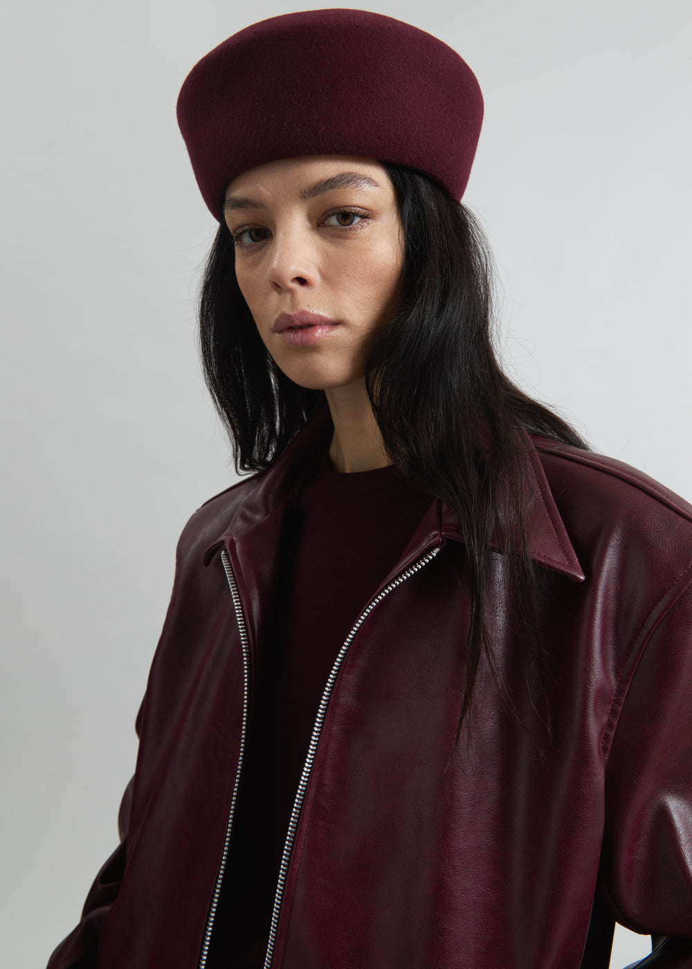 Noxley Pillbox Hat - Burgundy