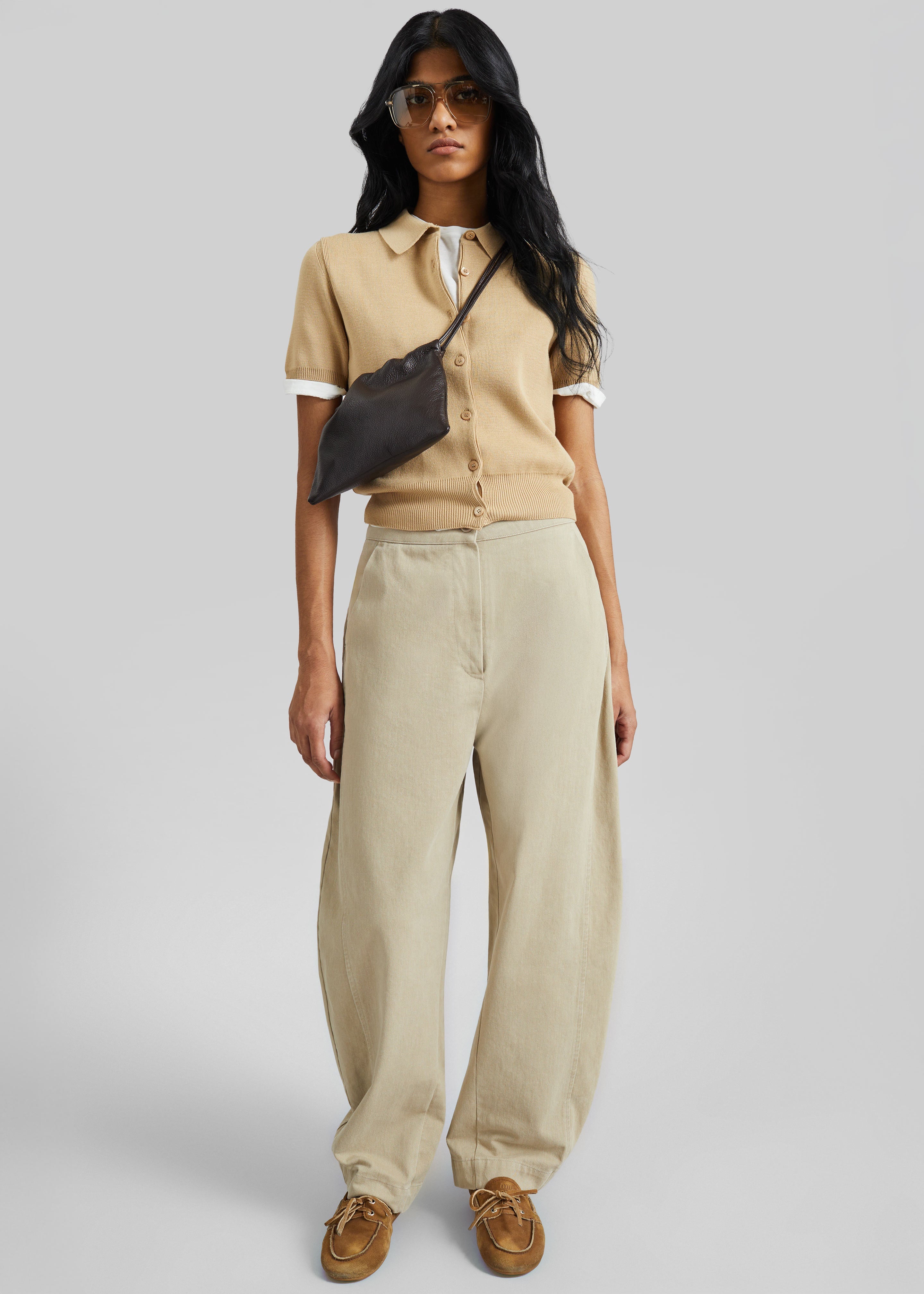 Noyon Barrel Leg Pants - Beige - 1