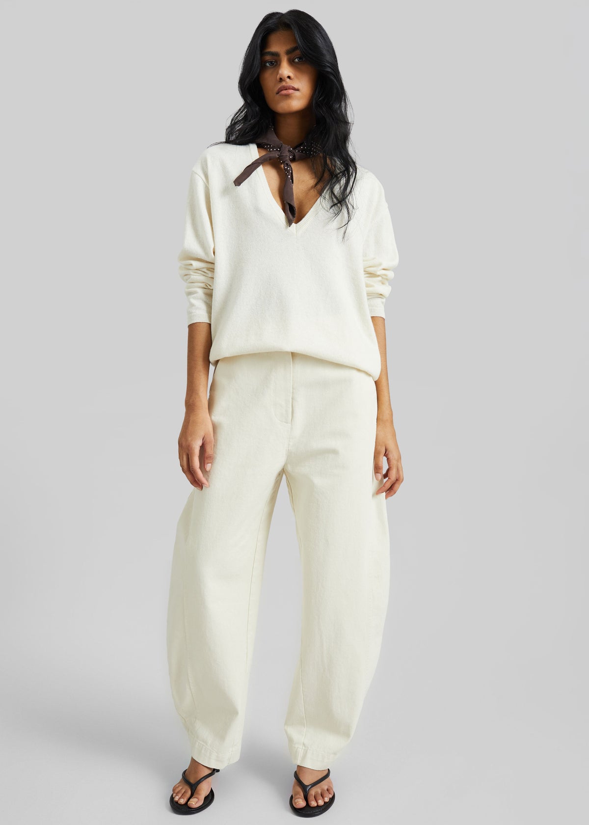 Noyon Barrel Leg Pants - Cream - 1