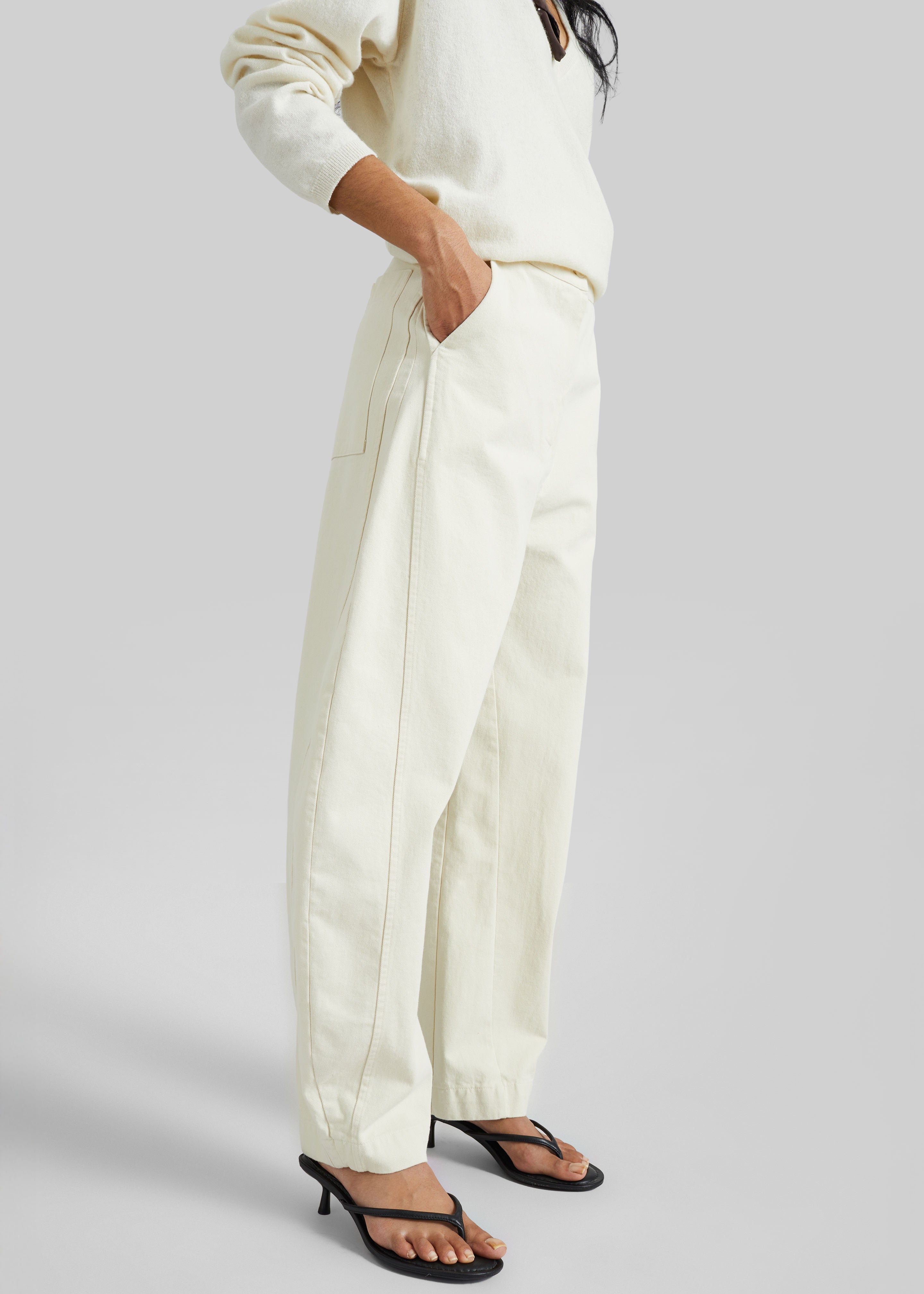 Noyon Barrel Leg Pants - Cream - 3