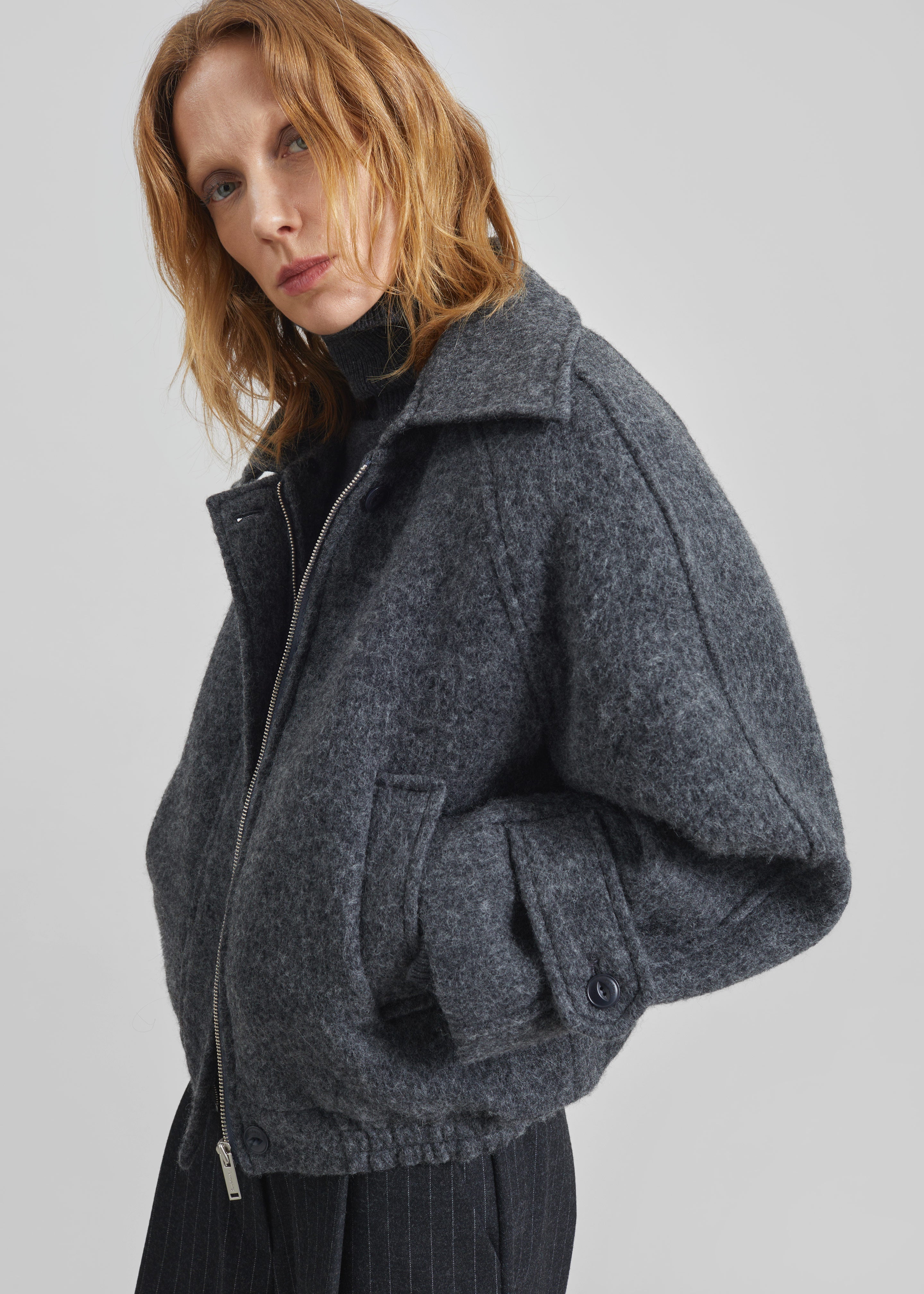 Nyborg Wool Quilted Jacket - Dark Grey - 5
