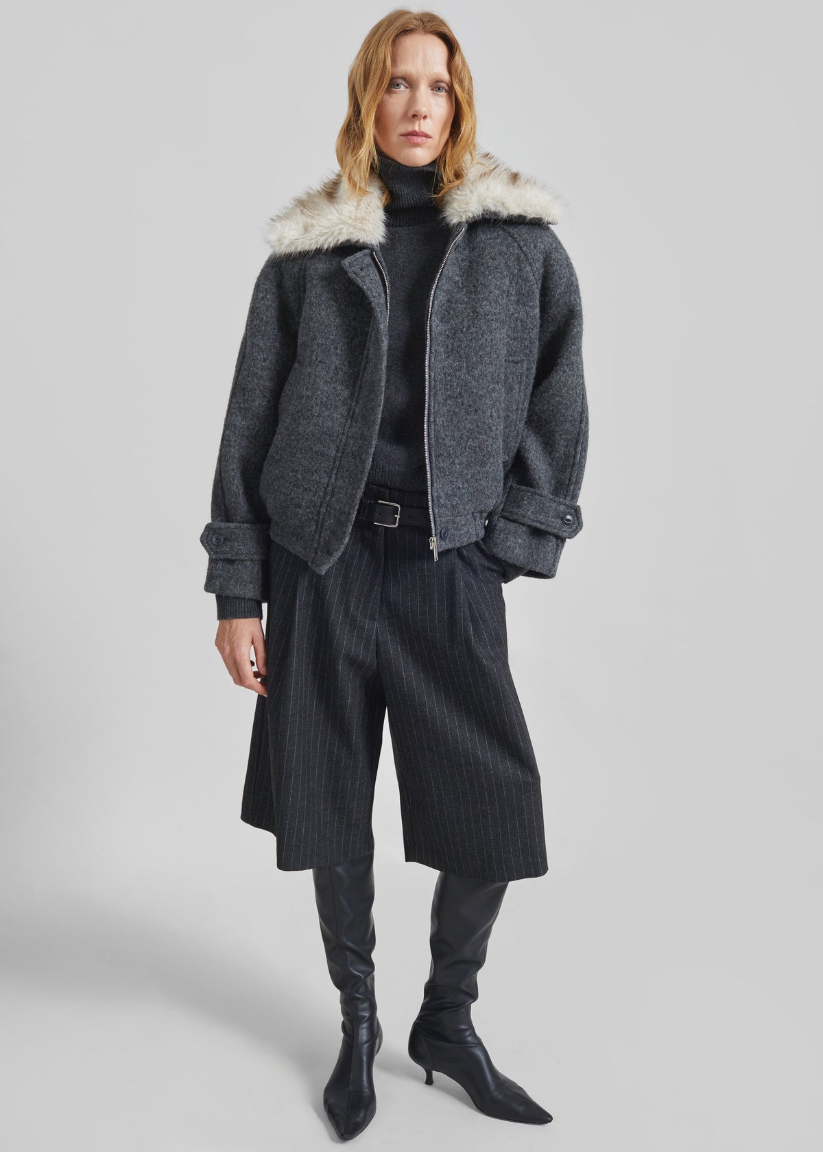 Nyborg Wool Quilted Jacket - Dark Grey - 4