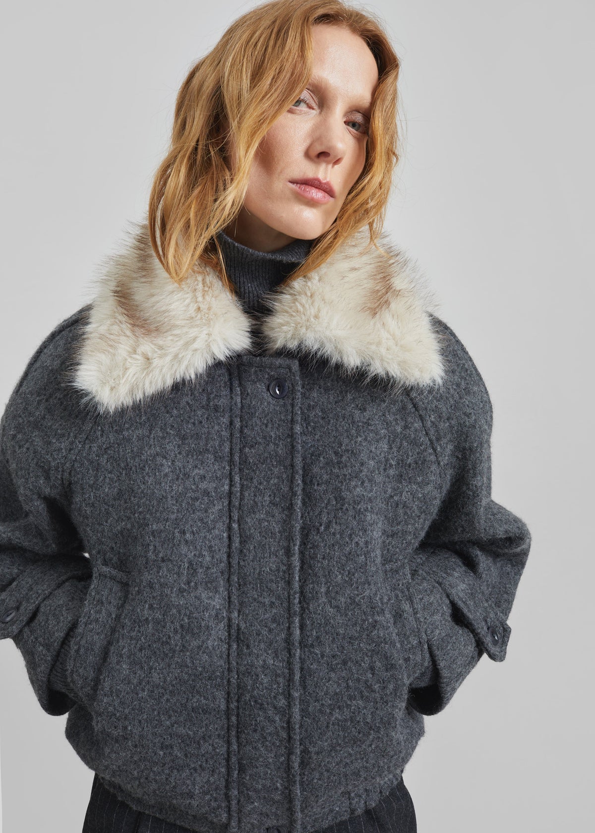 Nyborg Wool Quilted Jacket - Dark Grey - 7