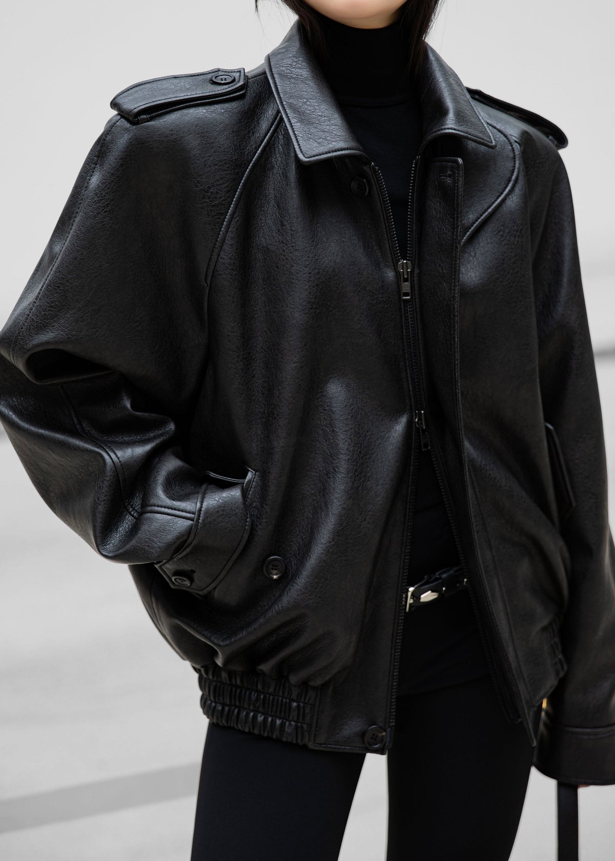 Nyland Faux Leather Padded Jacket - Black - 9