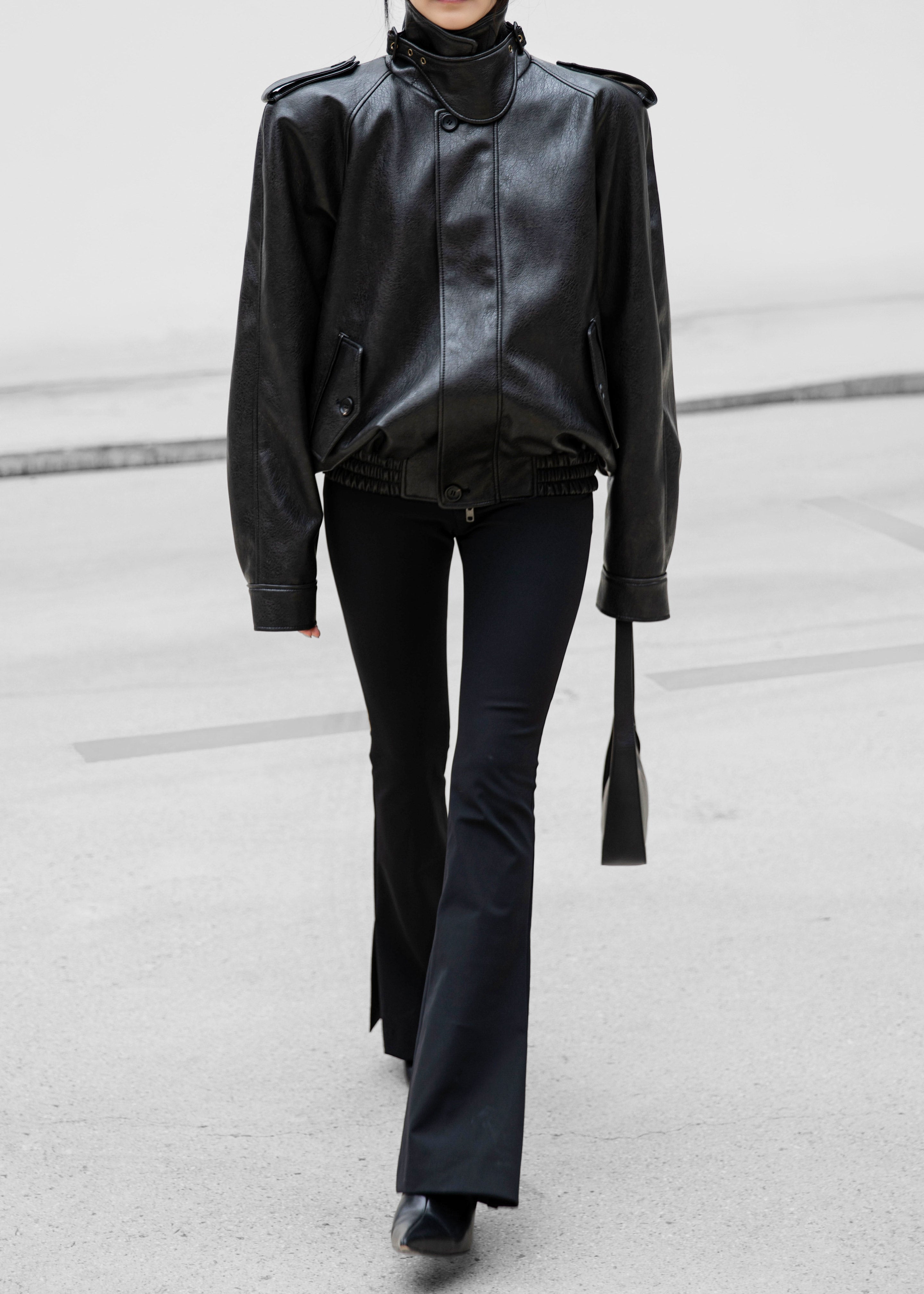 Nyland Faux Leather Padded Jacket - Black - 10