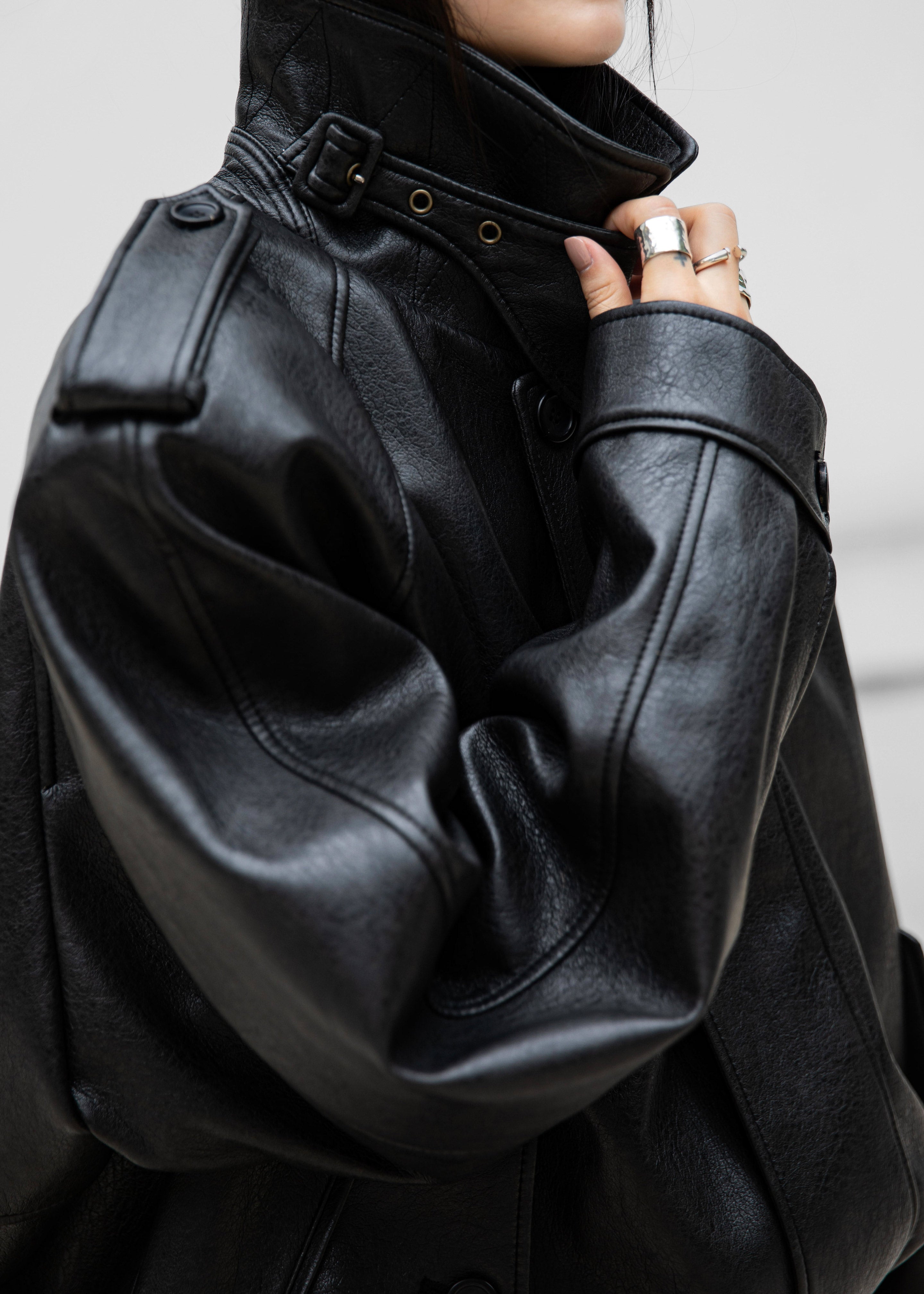 Nyland Faux Leather Padded Jacket - Black - 11