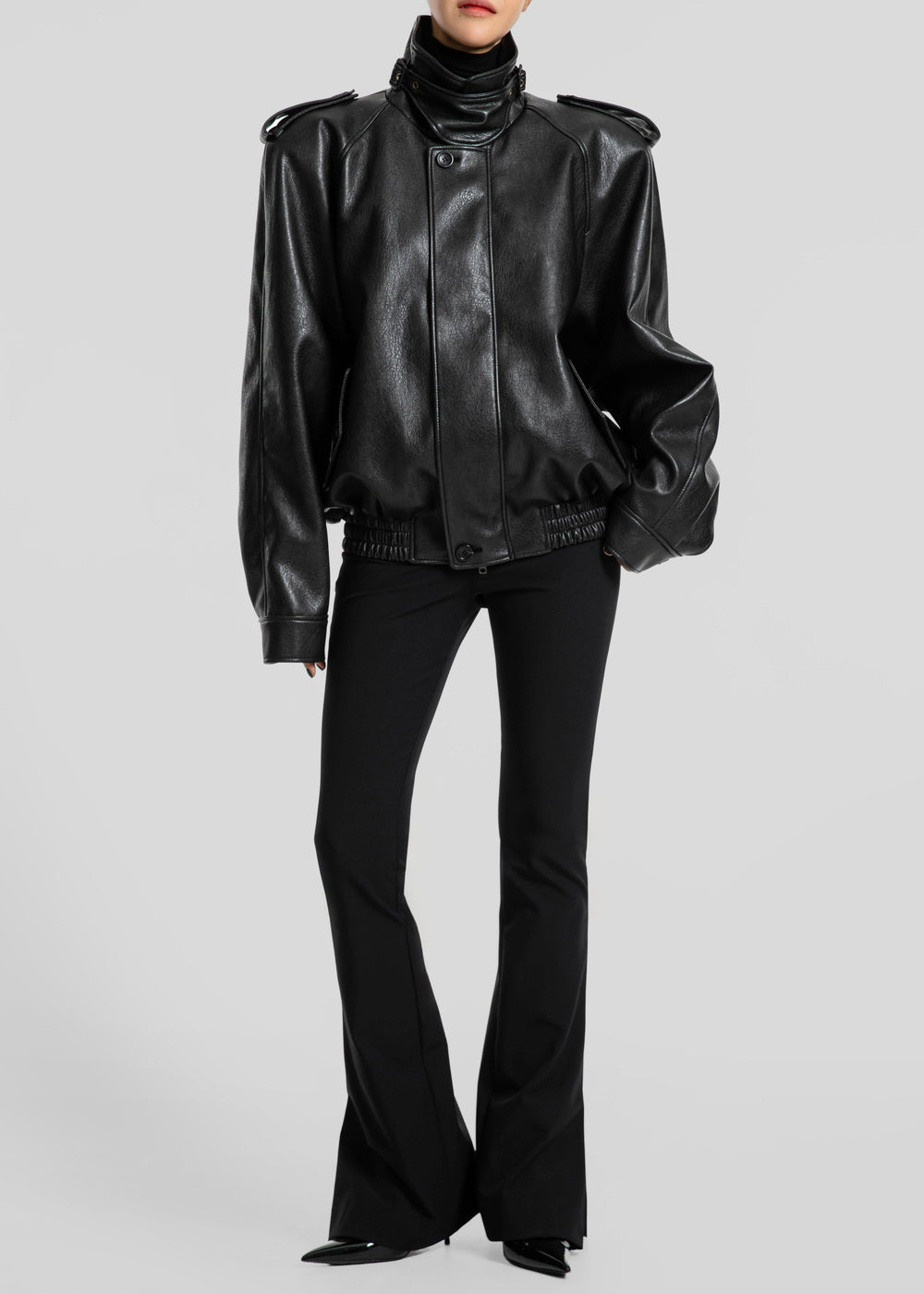 Nyland Faux Leather Padded Jacket - Black - 1