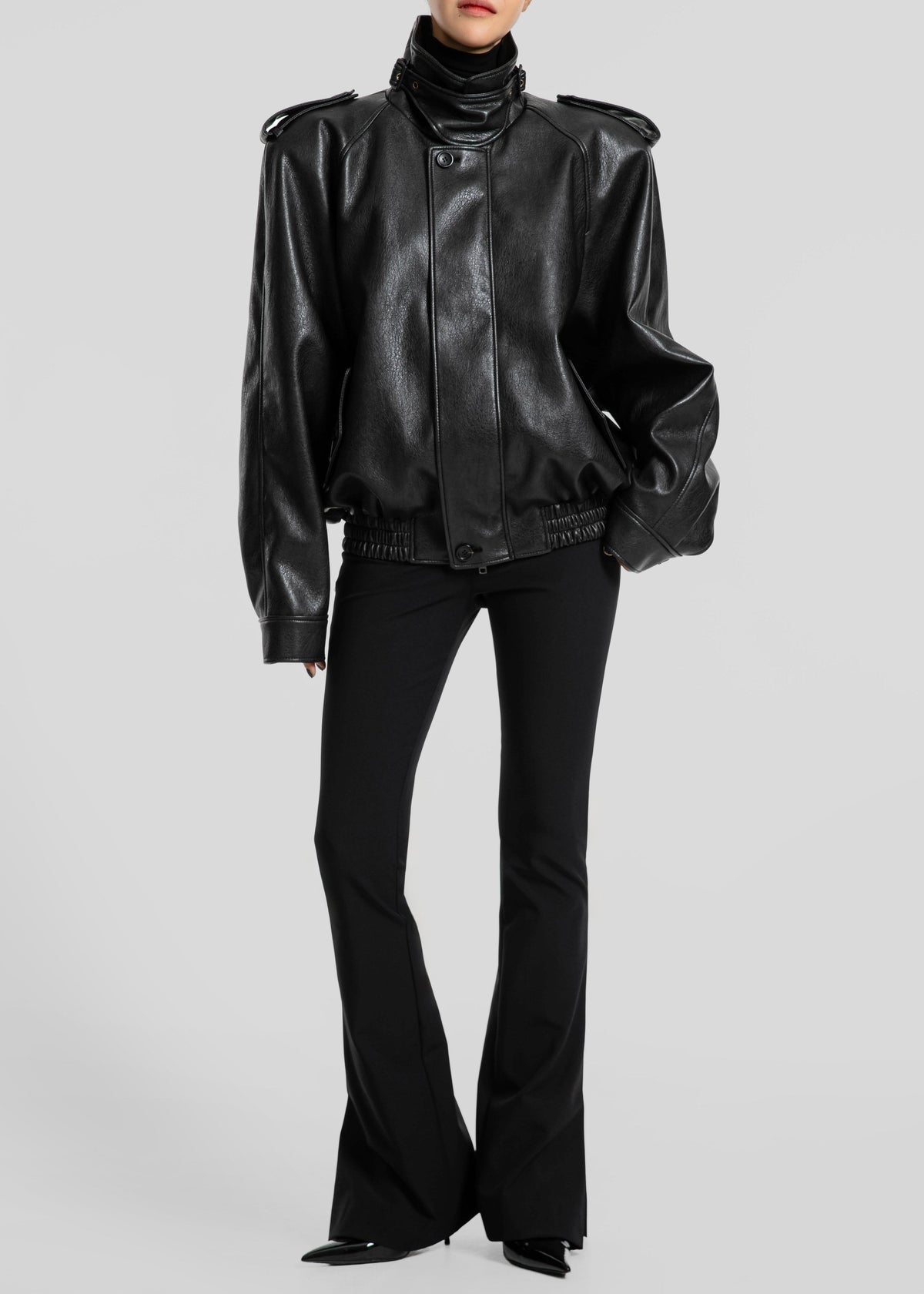 Nyland Faux Leather Padded Jacket - Black - 2