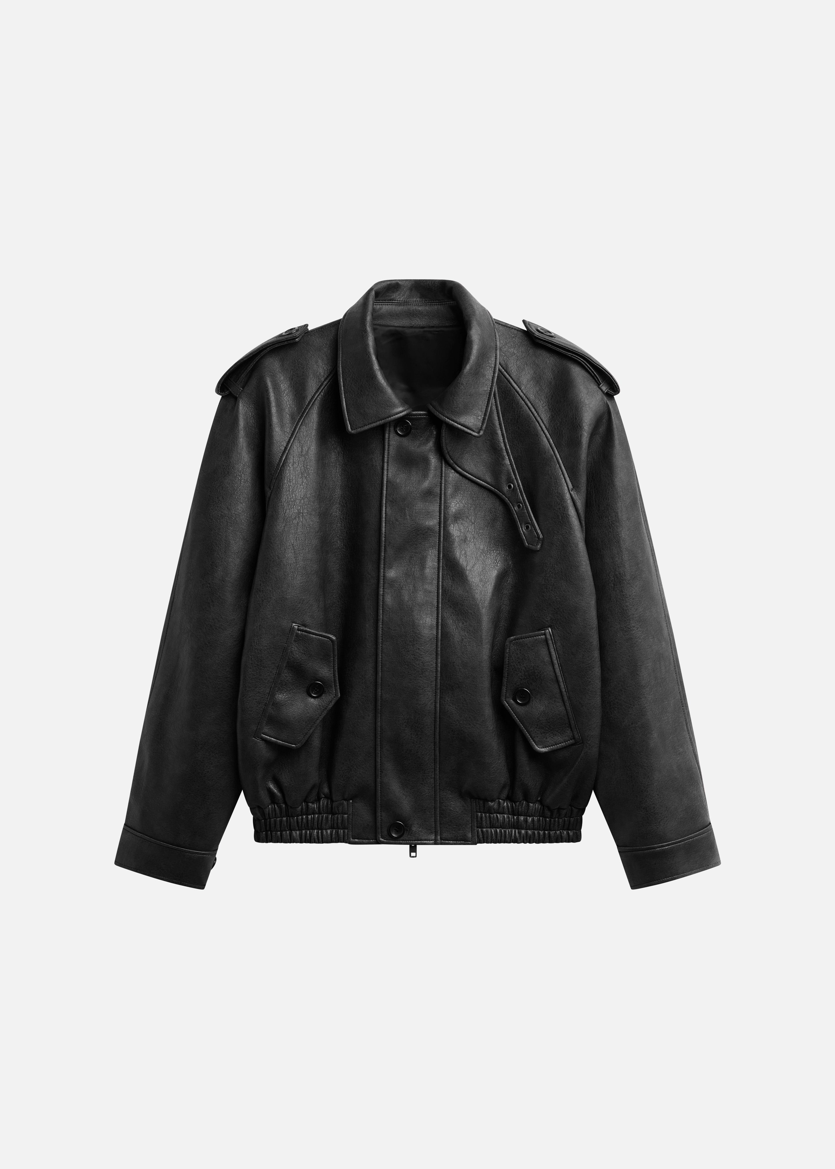 Nyland Faux Leather Padded Jacket - Black - 14