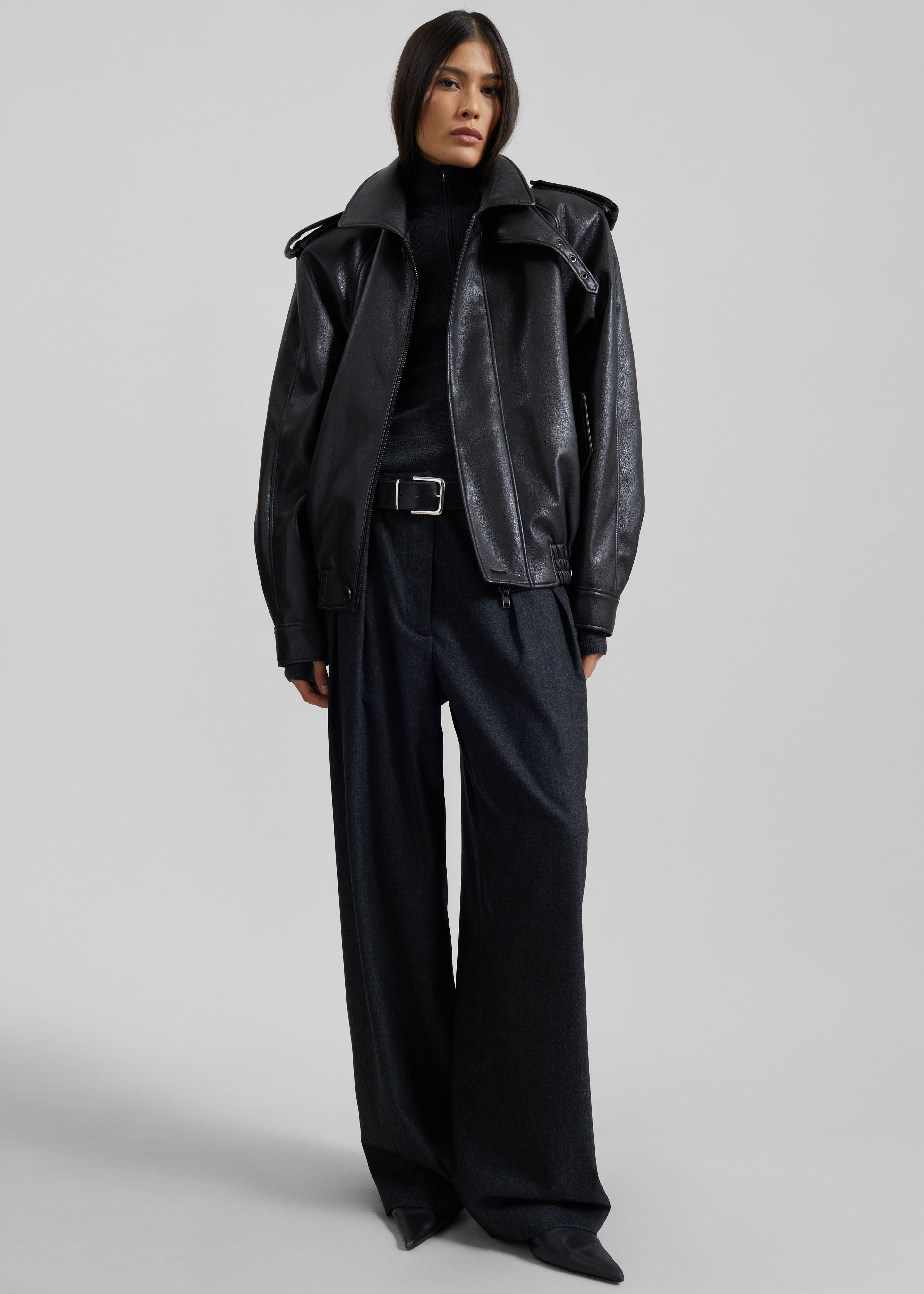 Nyland Faux Leather Padded Jacket - Black - 4