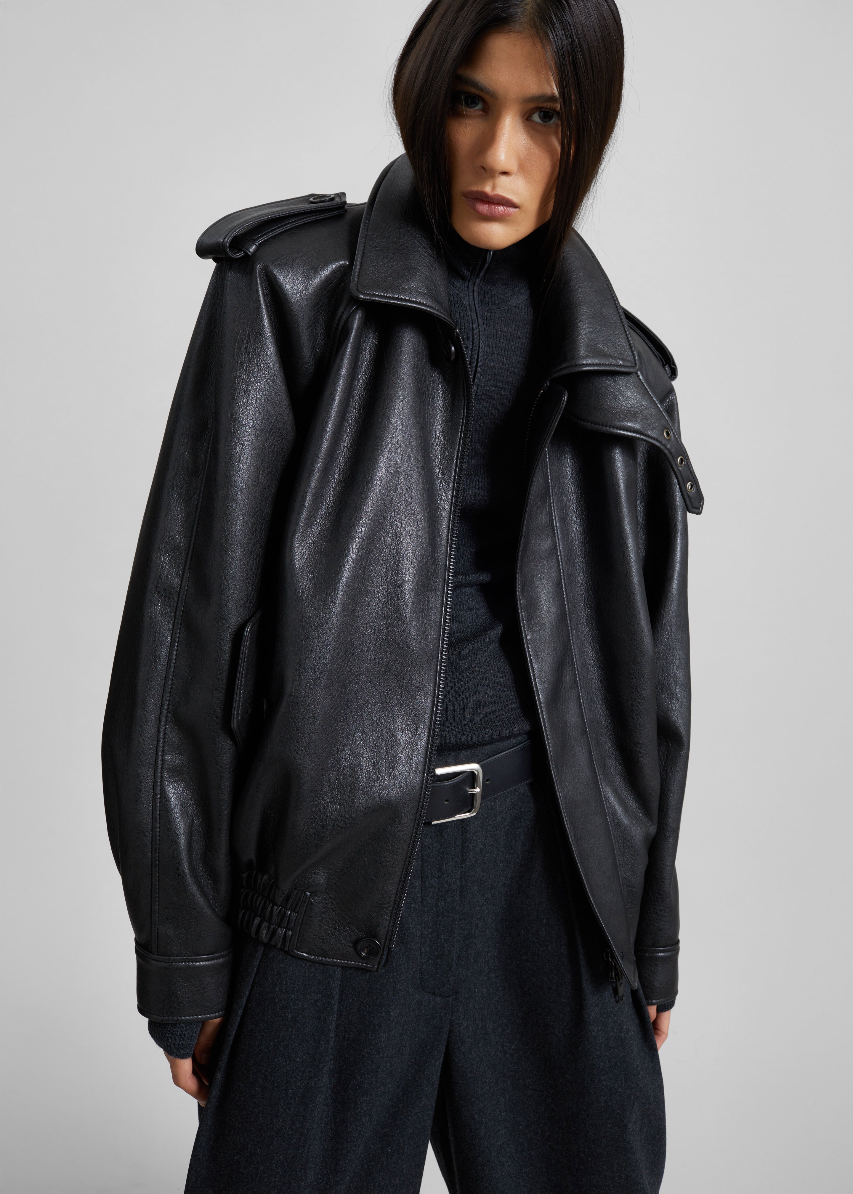 Nyland Faux Leather Padded Jacket - Black – The Frankie Shop Europe