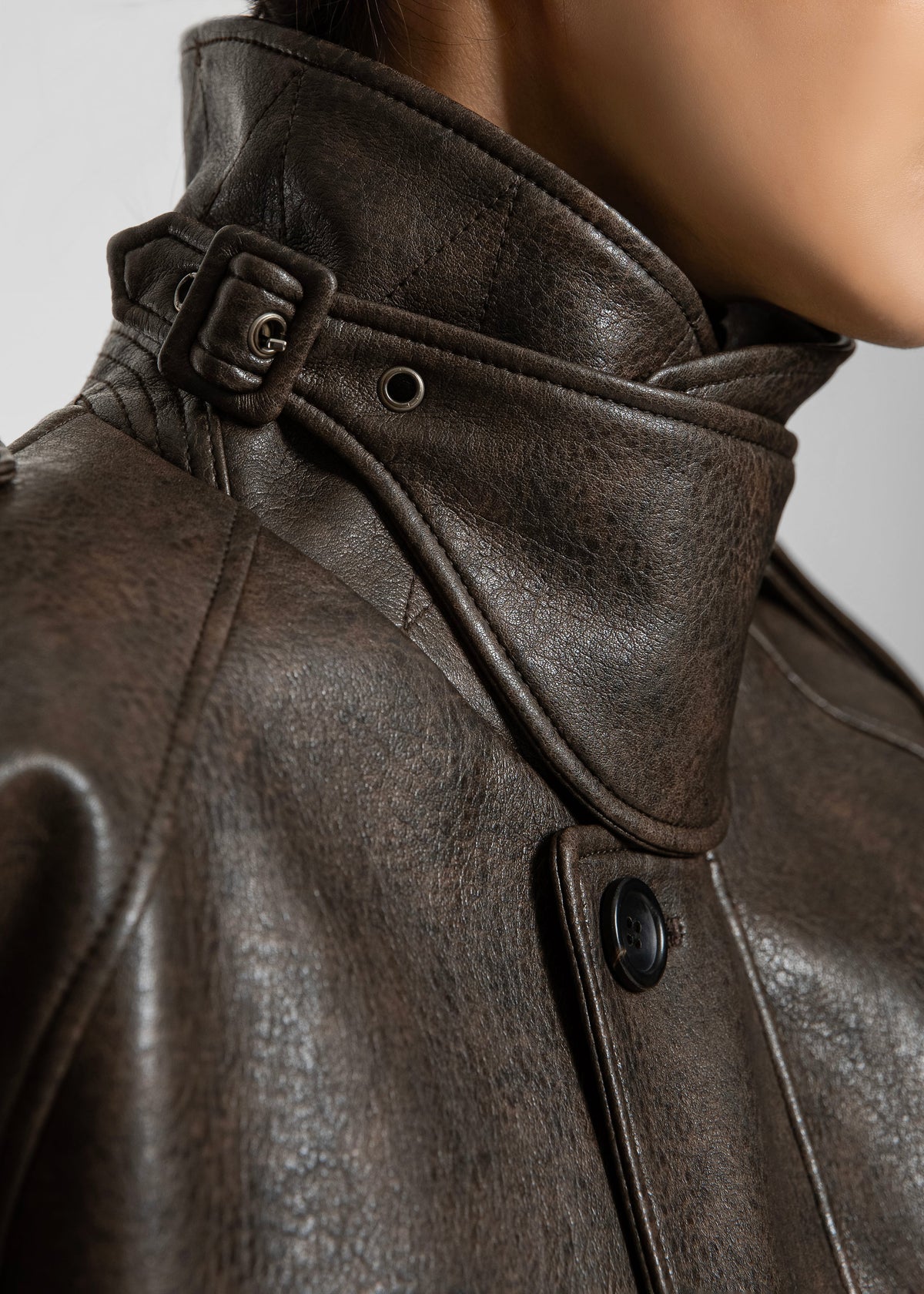 Nyland Faux Leather Padded Jacket - Brown - 10