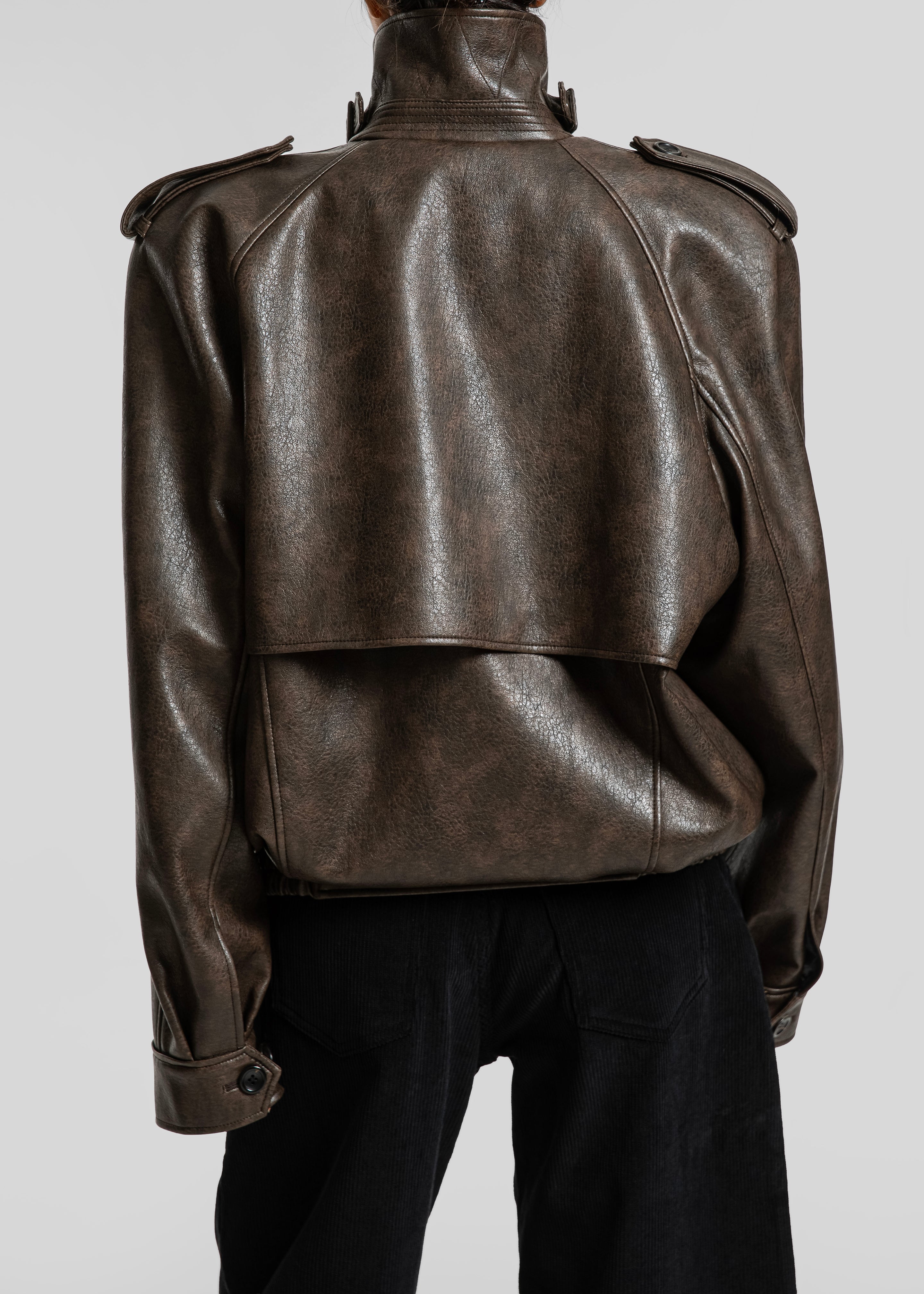 Nyland Faux Leather Padded Jacket - Brown - 11