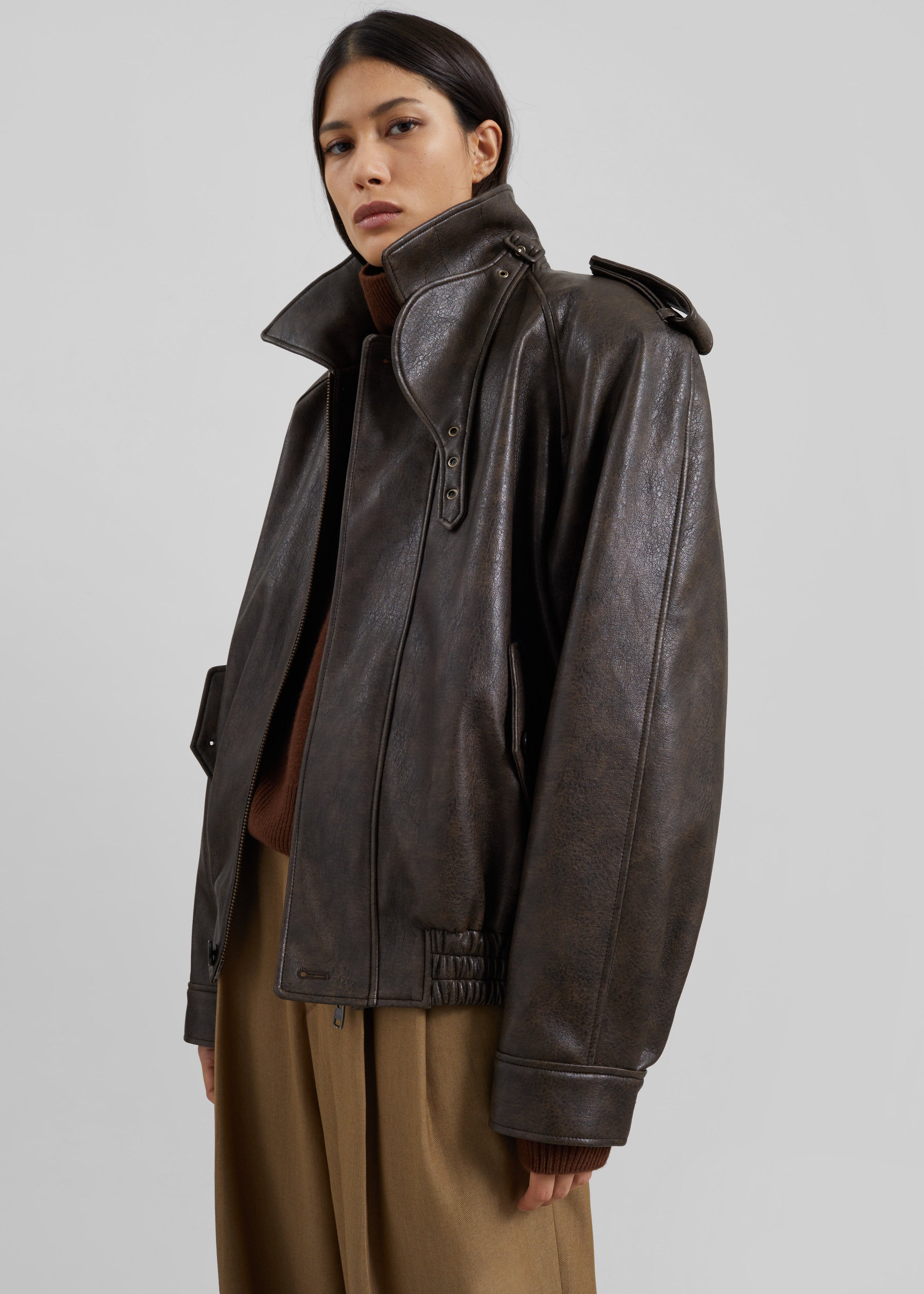 Nyland Faux Leather Padded Jacket - Brown – The Frankie Shop Europe