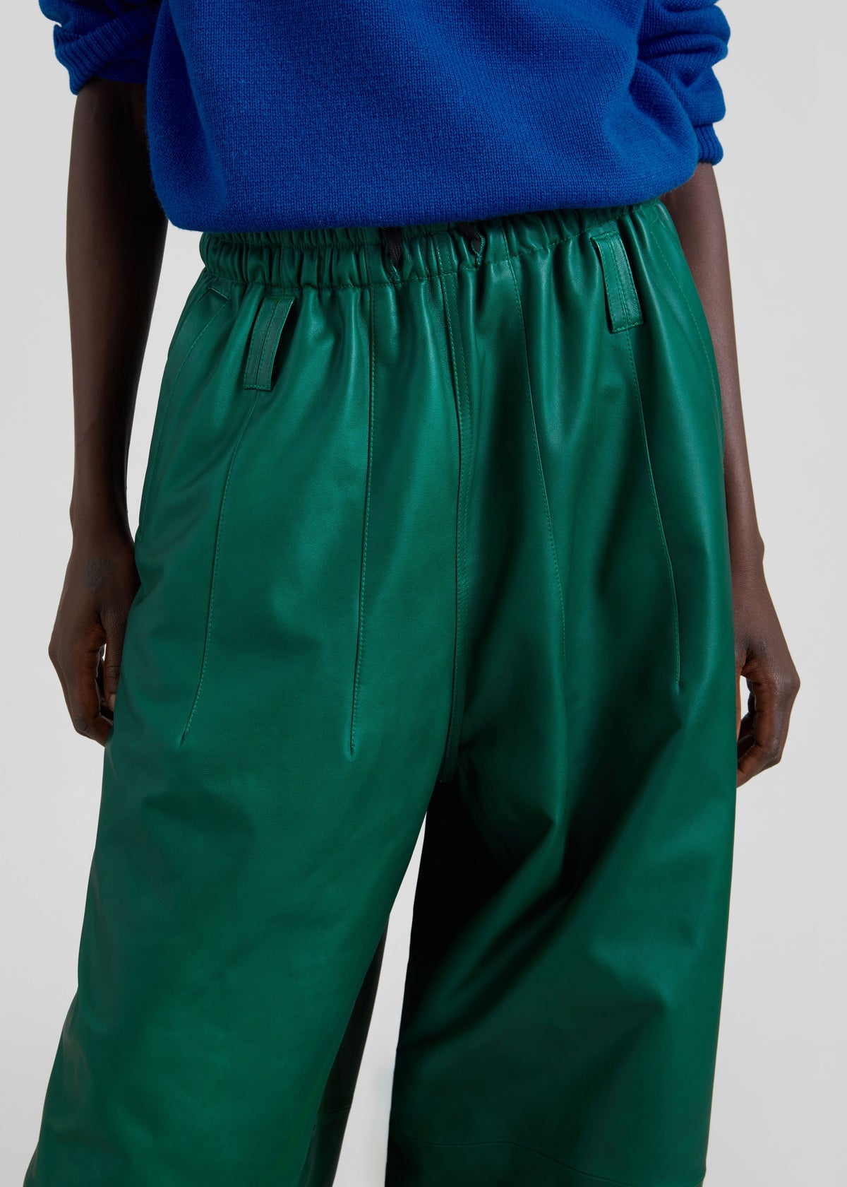 Oakdale Leather Track Pants - Green - 3