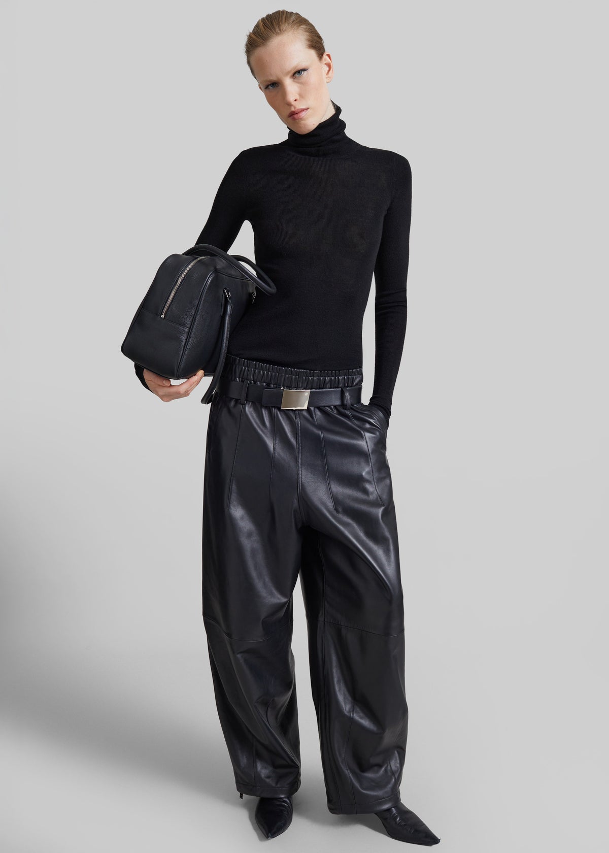Oakdale Leather Track Pants - Black - 4