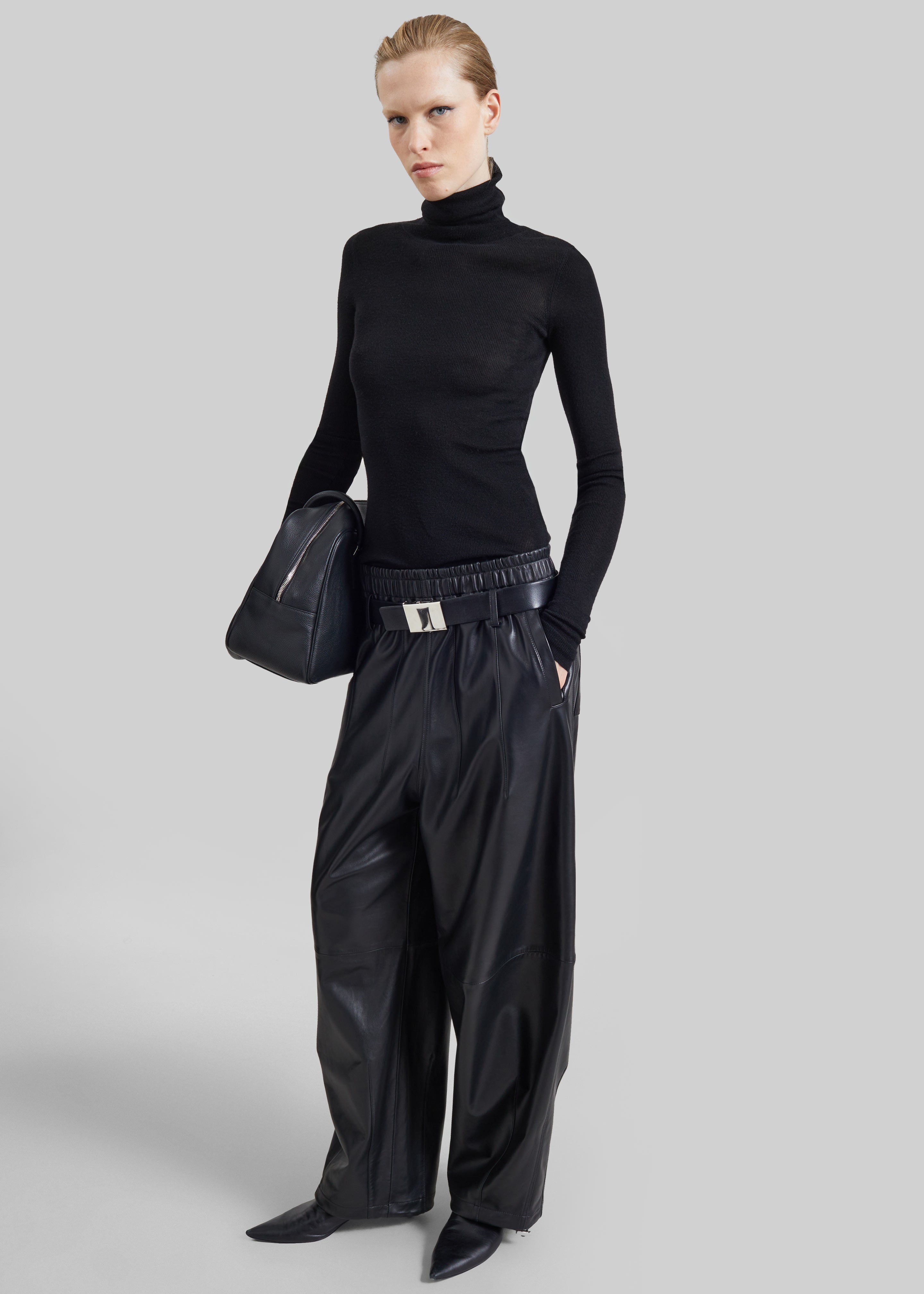 Oakdale Leather Track Pants - Black - 1