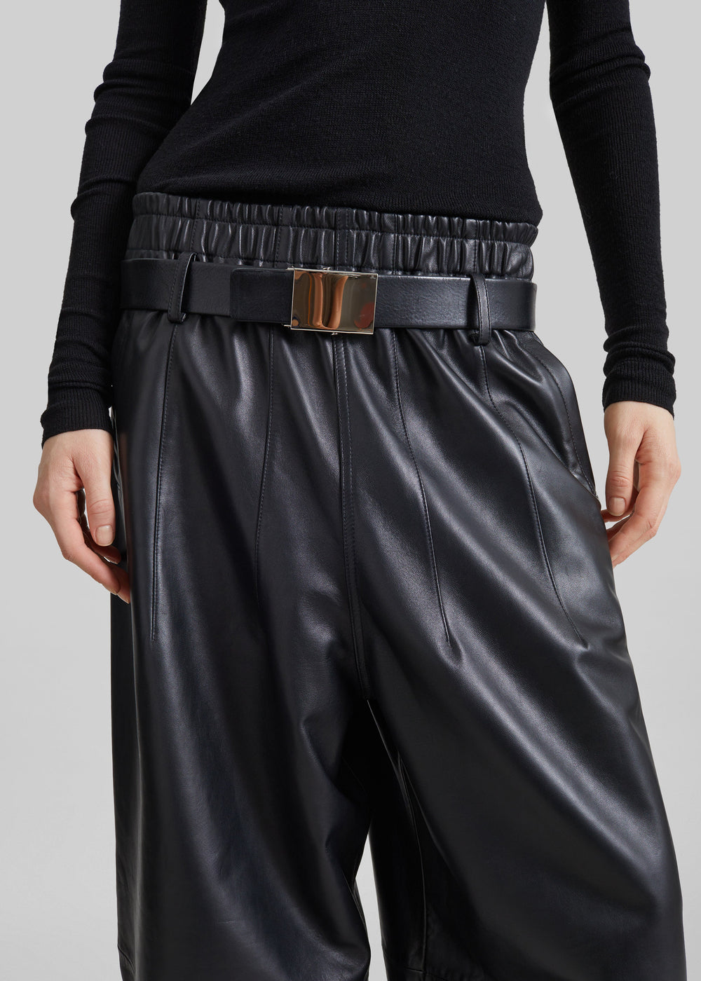 Oakdale Leather Track Pants - Black - 1
