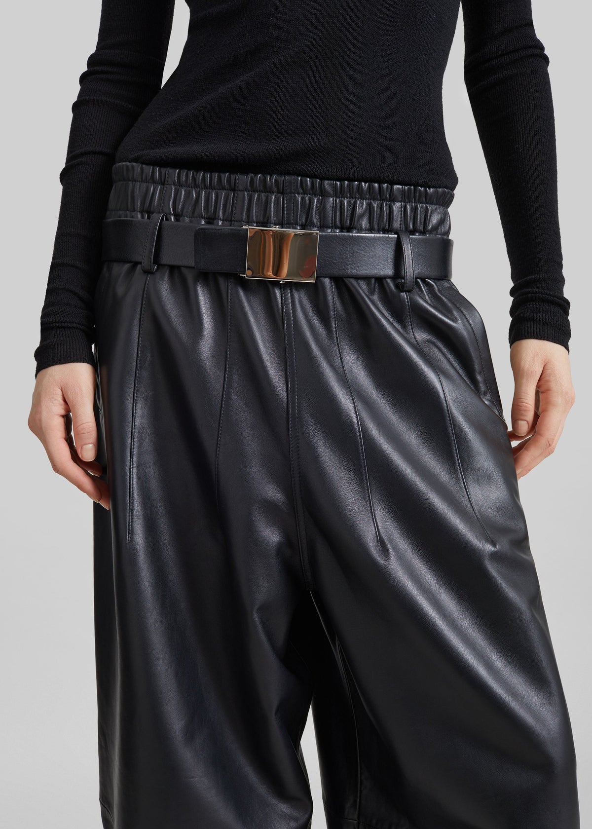 Oakdale Leather Track Pants - Black - 2