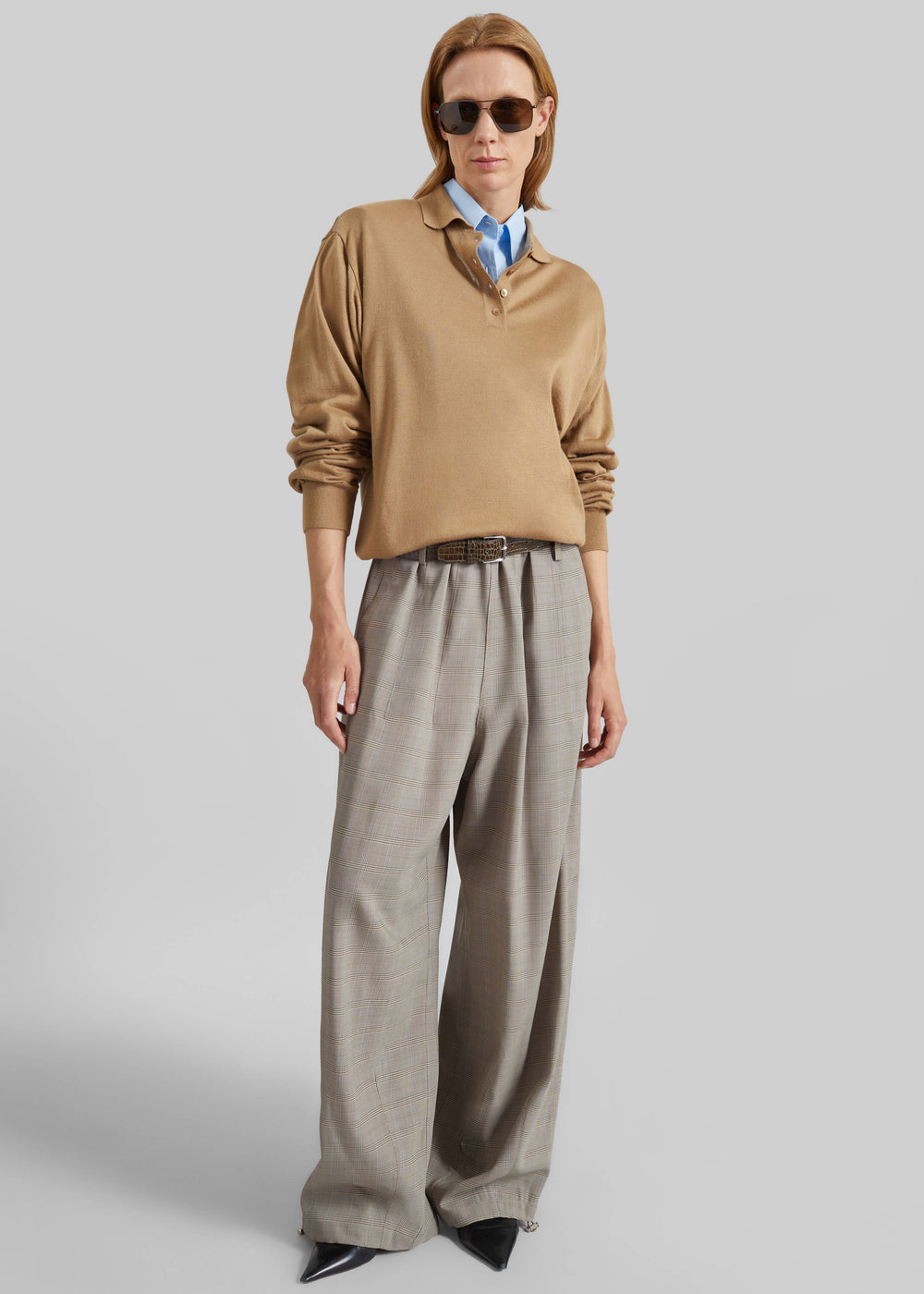 Oakdale Track Pants - Beige Glen Plaid