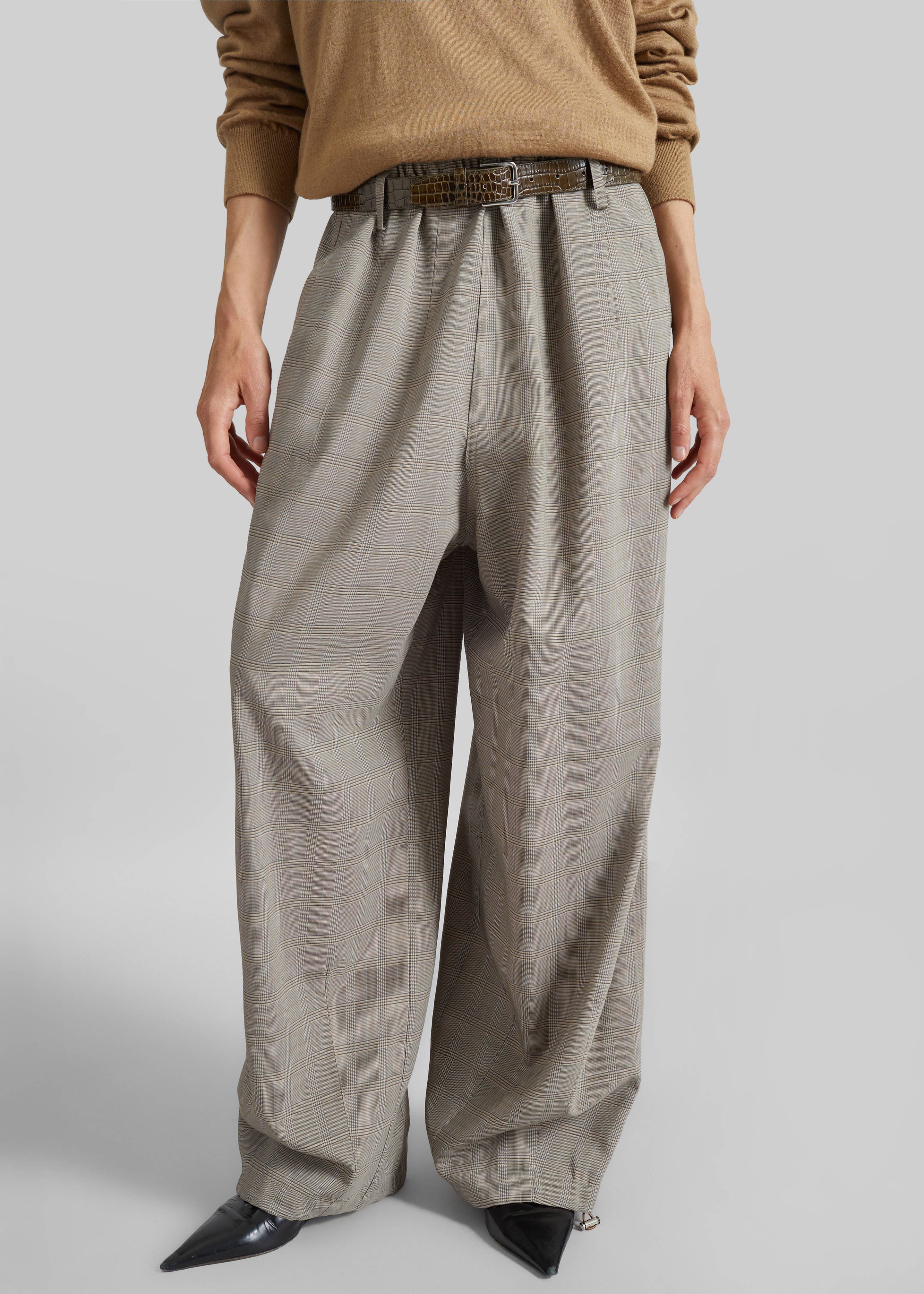 Oakdale Track Pants - Beige Glen Plaid - 3