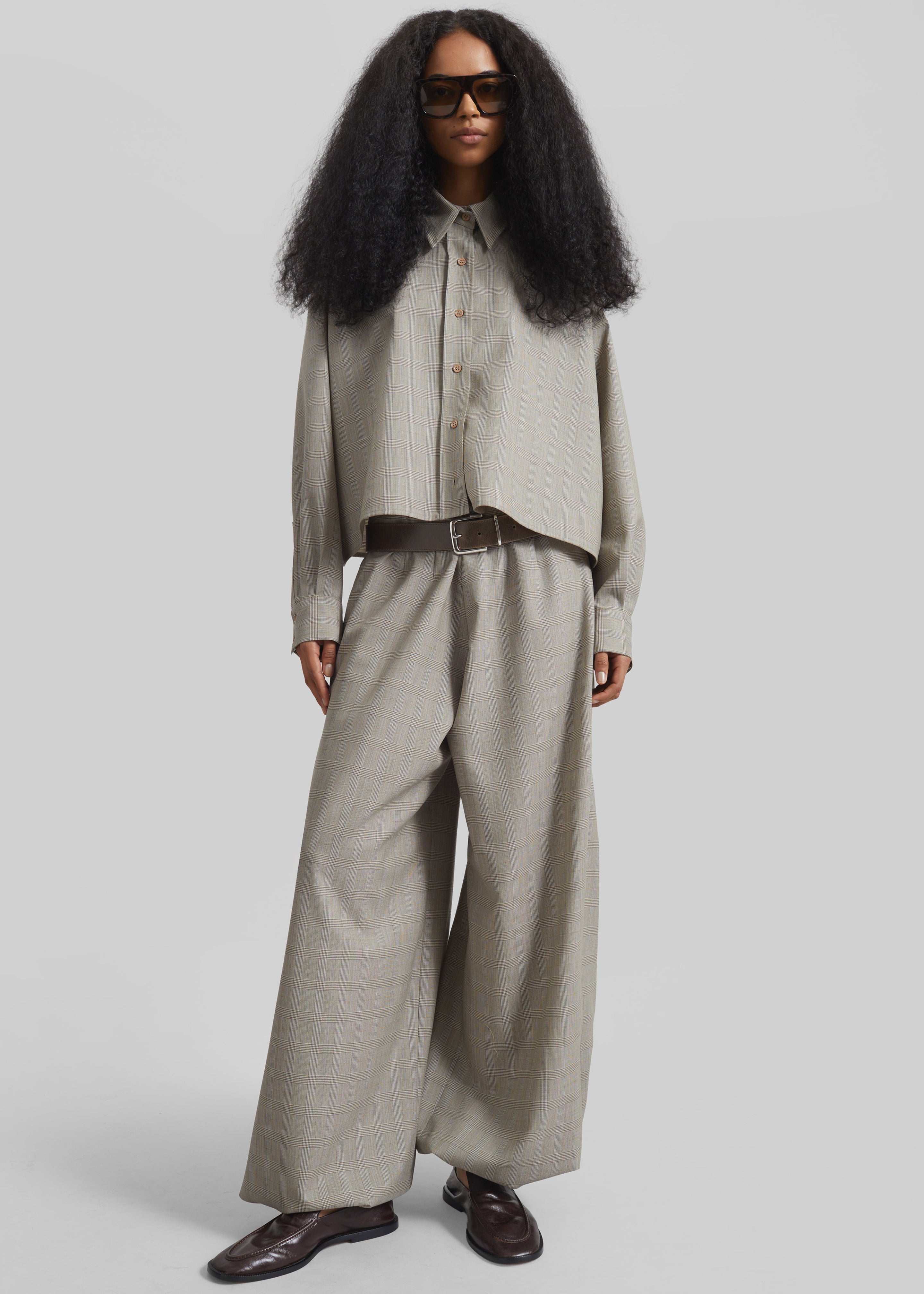 Oakdale Track Pants - Beige Glen Plaid - 4