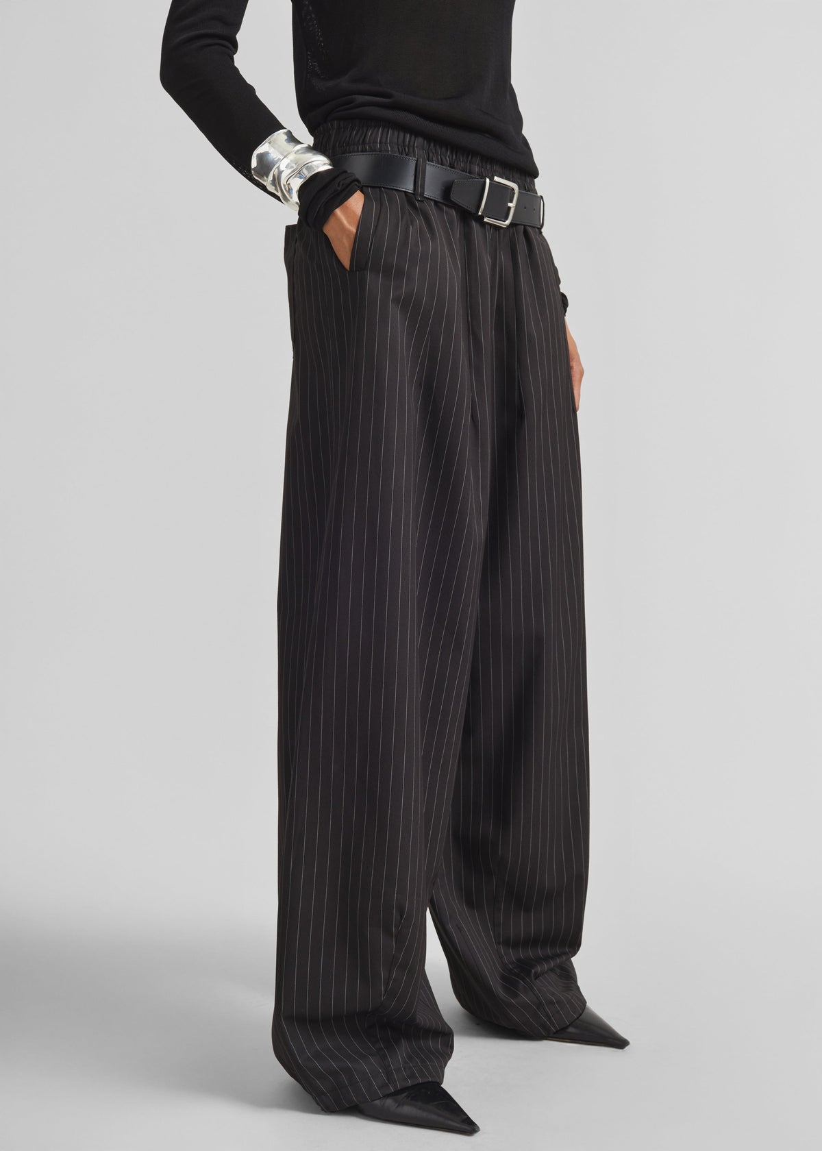 Oakdale Track Pants - Black/White Pinstripe - 5