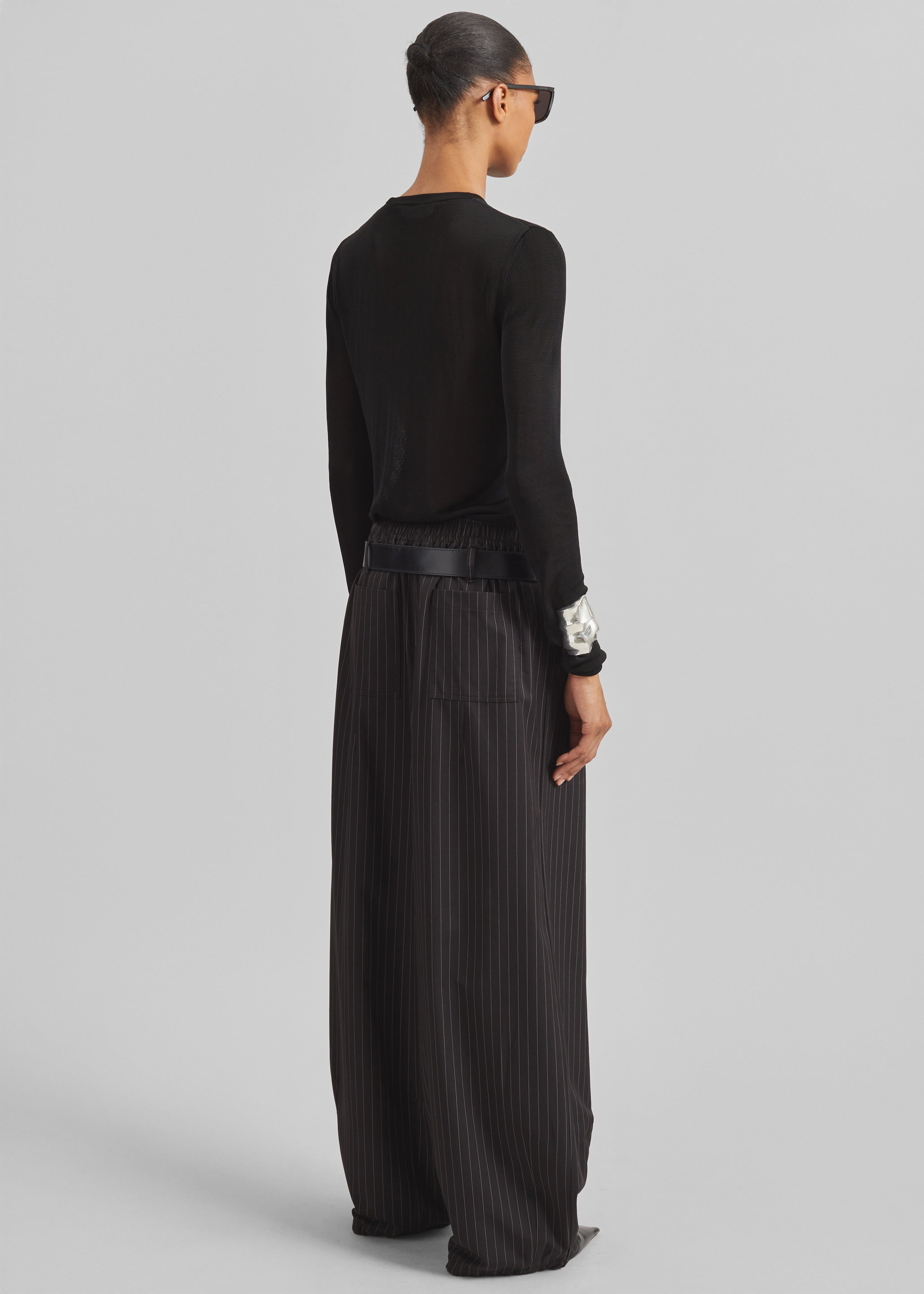 Oakdale Track Pants - Black/White Pinstripe - 6