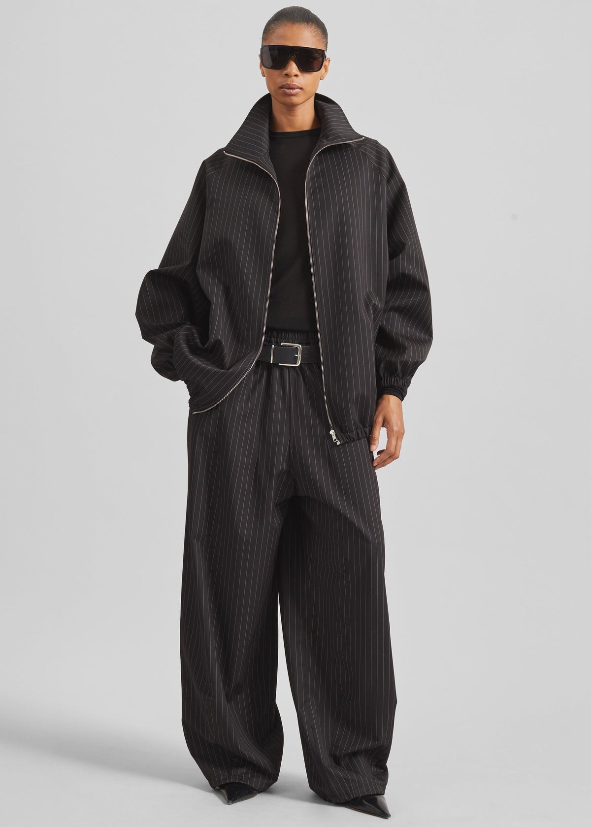 Oakdale Track Pants - Black/White Pinstripe - 3