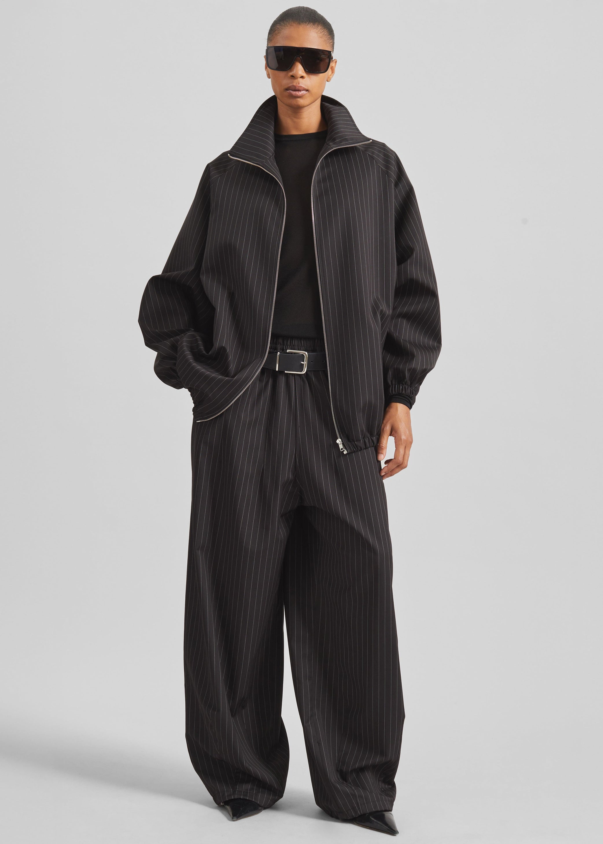 Shop the look image for Oakdale Track Pants - Black/White Pinstripe