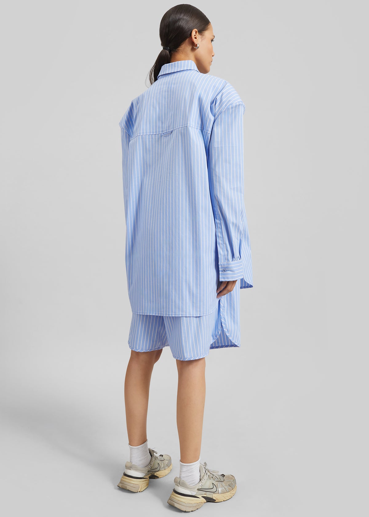 Oana Cotton Padded Shirt - Blue/White Stripe - 9