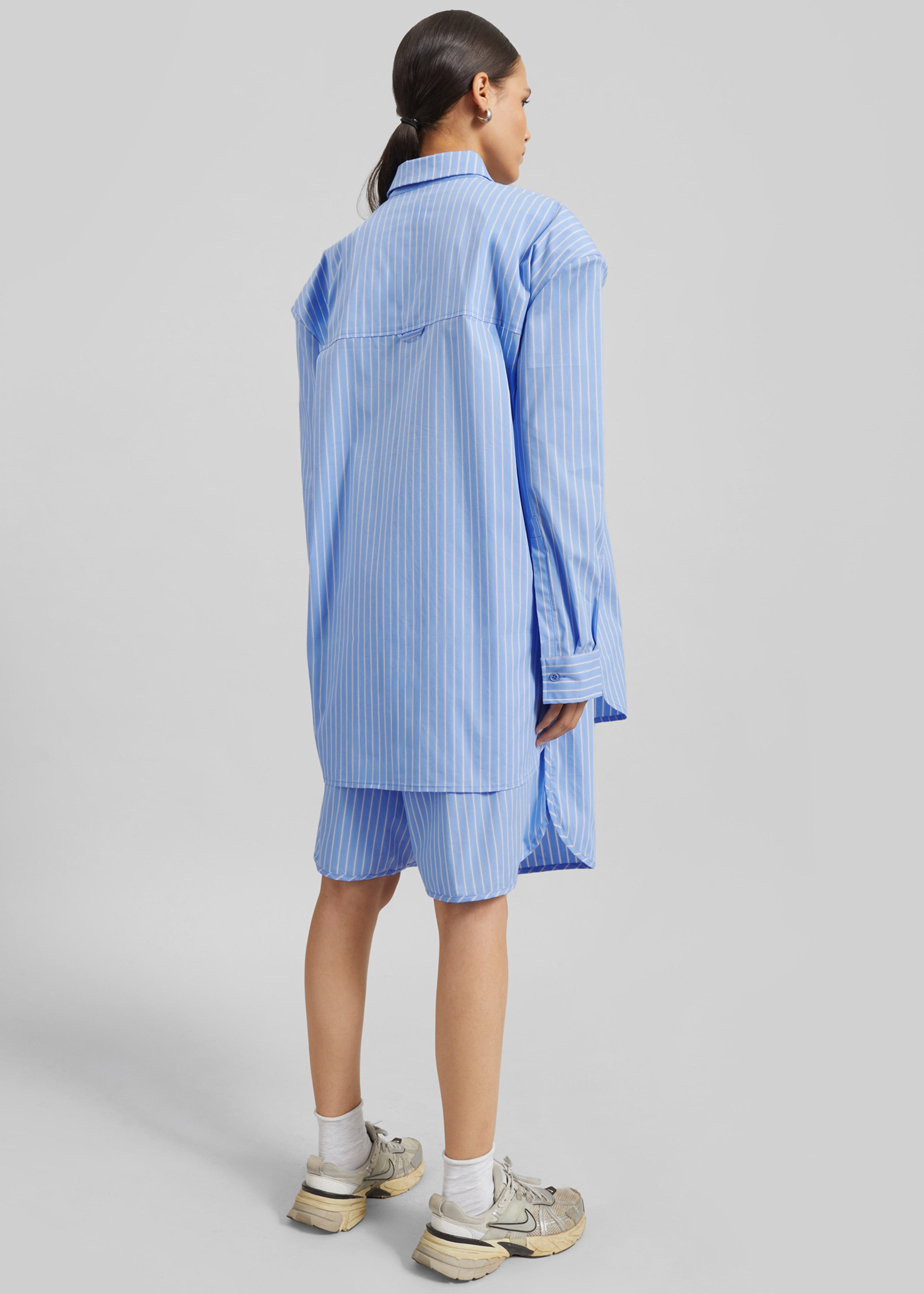 Oana Cotton Padded Shirt - Blue/White Stripe - 9