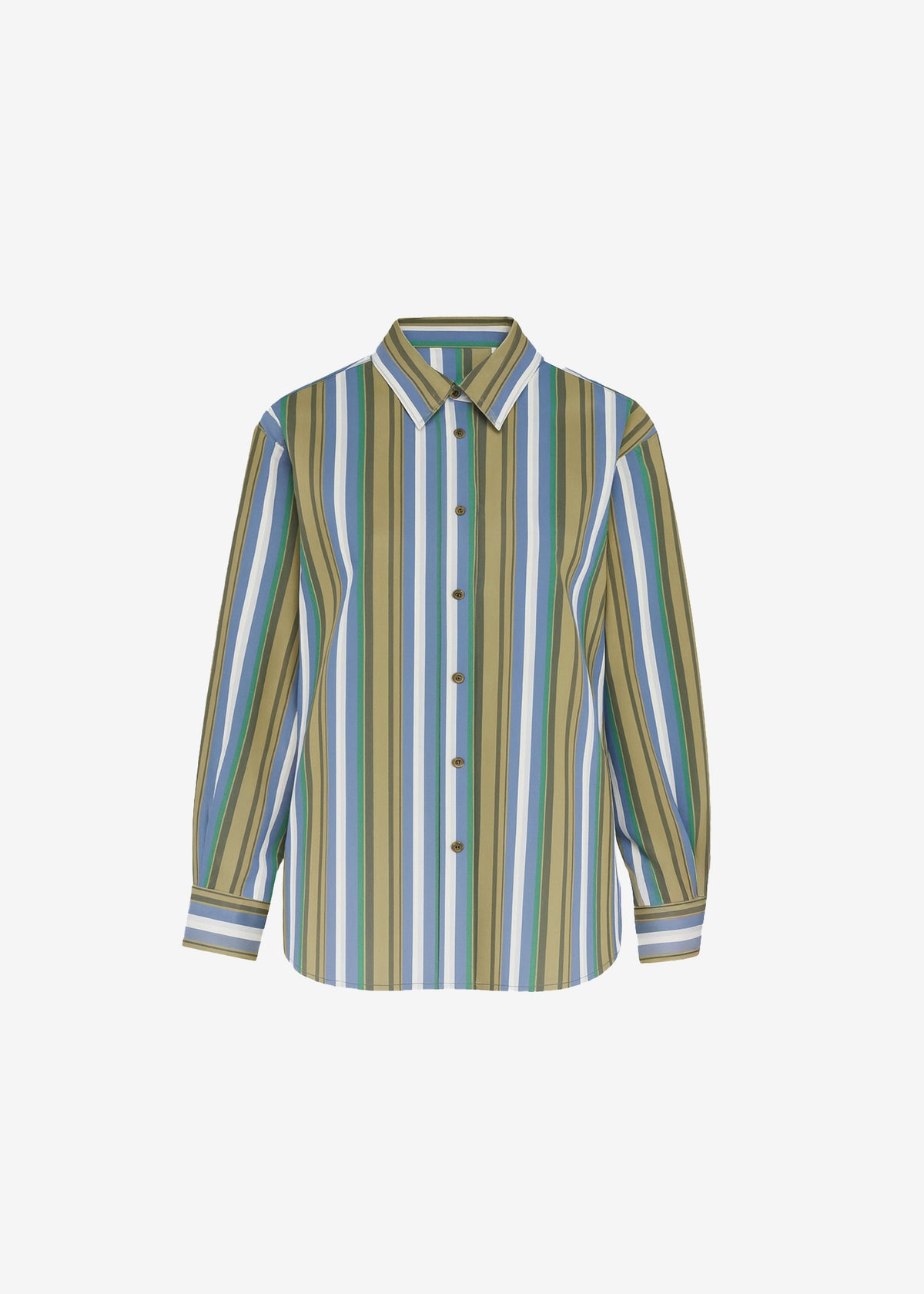 Oana Cotton Padded Shirt - Green Multi Stripe - 6