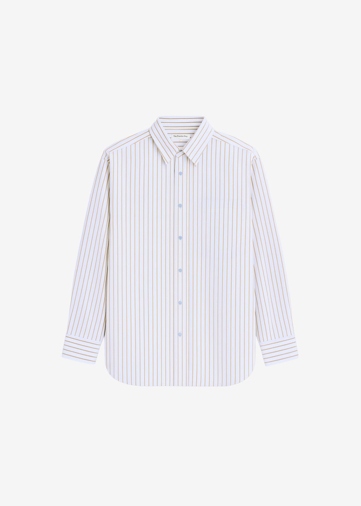 Oana Cotton Padded Shirt - Light Blue/Brown Stripe - 10
